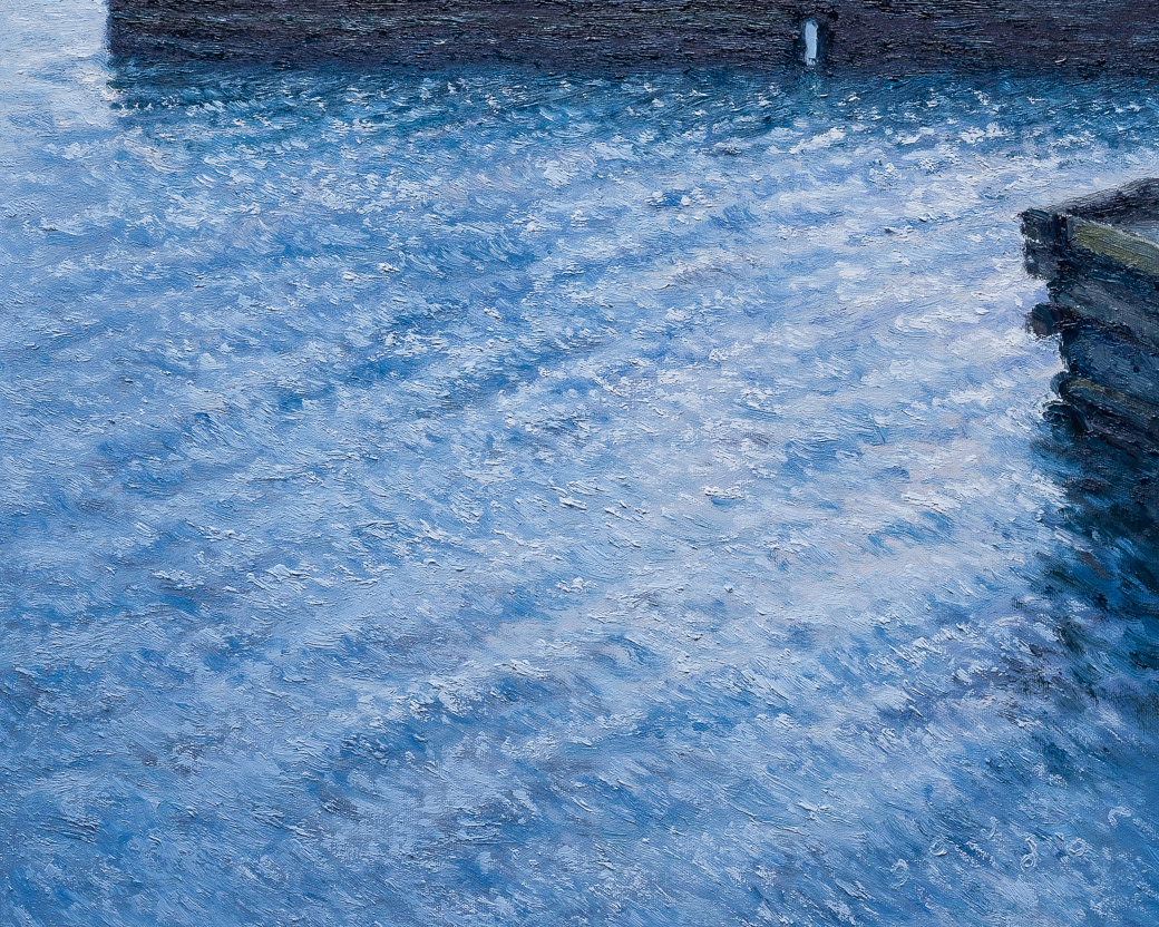 Ocean, blinding sunset (2022), oil on canvas, 16x20in