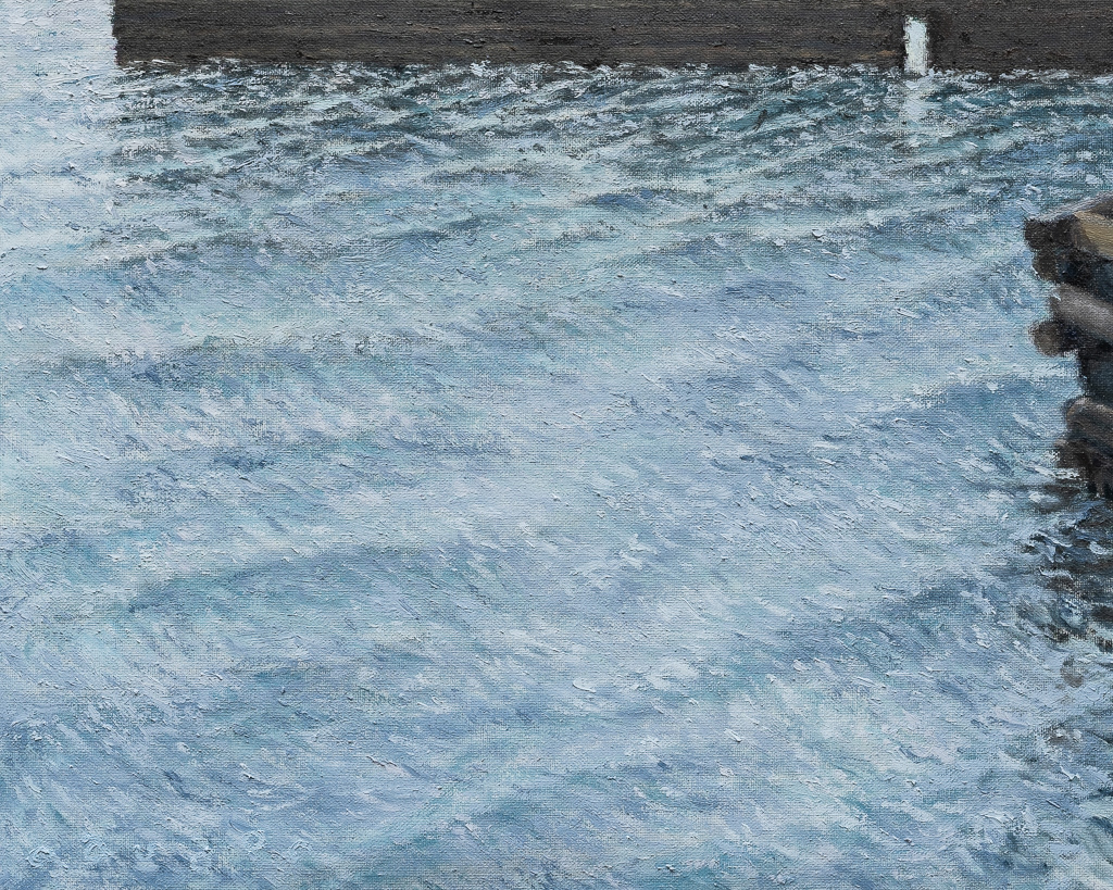 Ocean, fog and waves (2022), oil on canvas, 16x20in