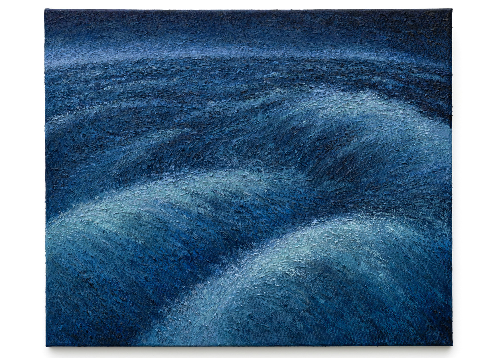 Broad waves in dark blue (2023), oil on canvas, 60.96x50.8cm (24x20in)