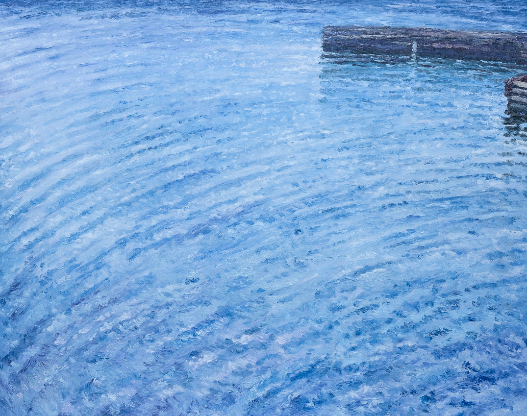 Ocean, waves and mist (2022), oil on canvas, 38x30in