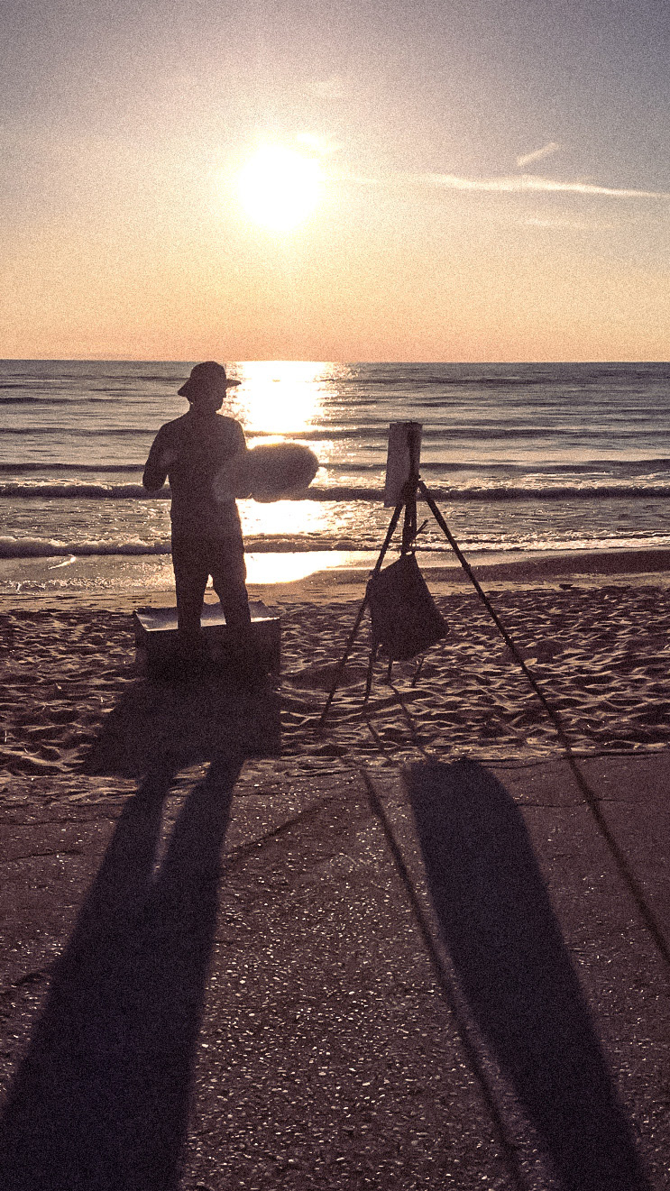 Curt Gaudon painting on the beach in Kincardine 4