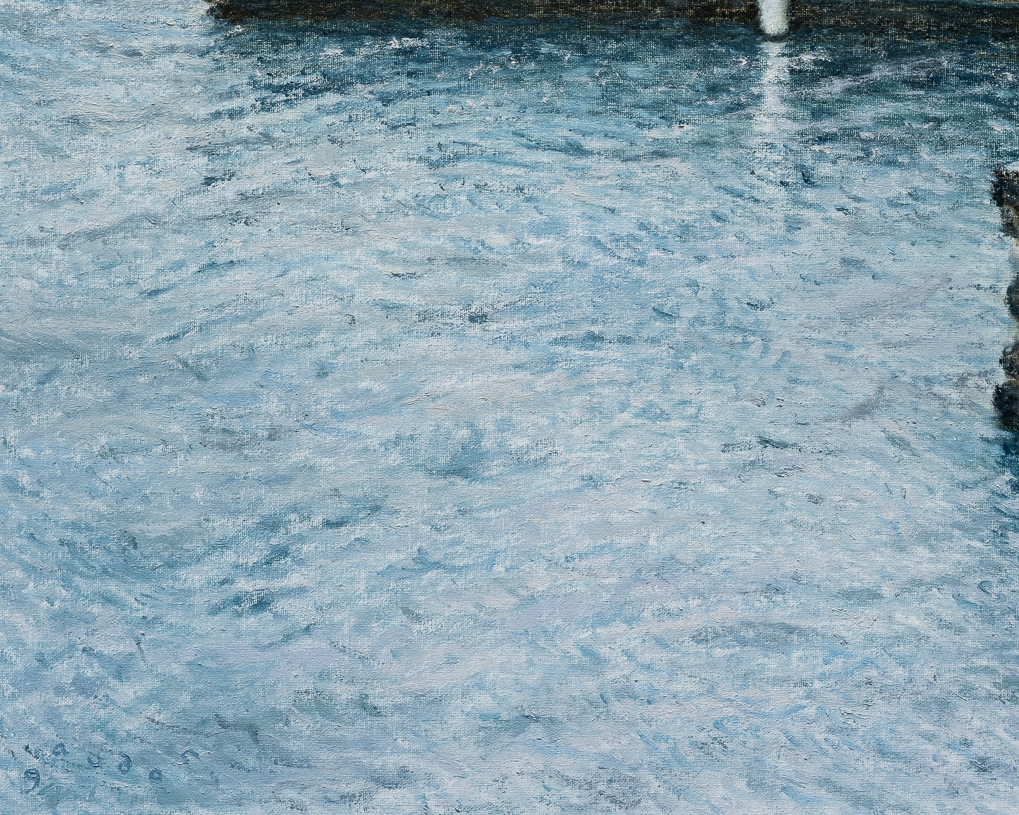 Ocean, still morning (2022), oil on canvas, 16x20in