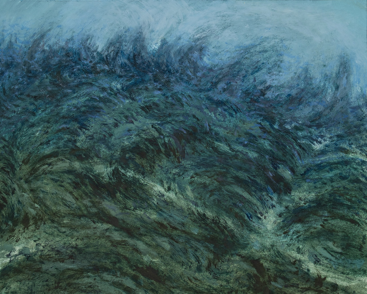 Water[land]scape 01 (2023), oil on paper, 50.8x40.64cm (20x16in)