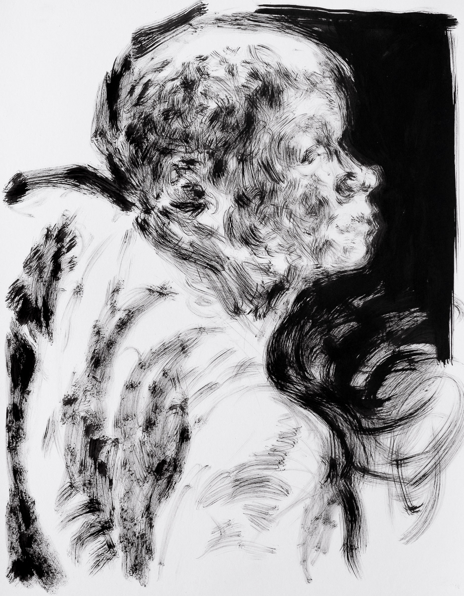 Deliverance (2018), ink on paper, 19x24in