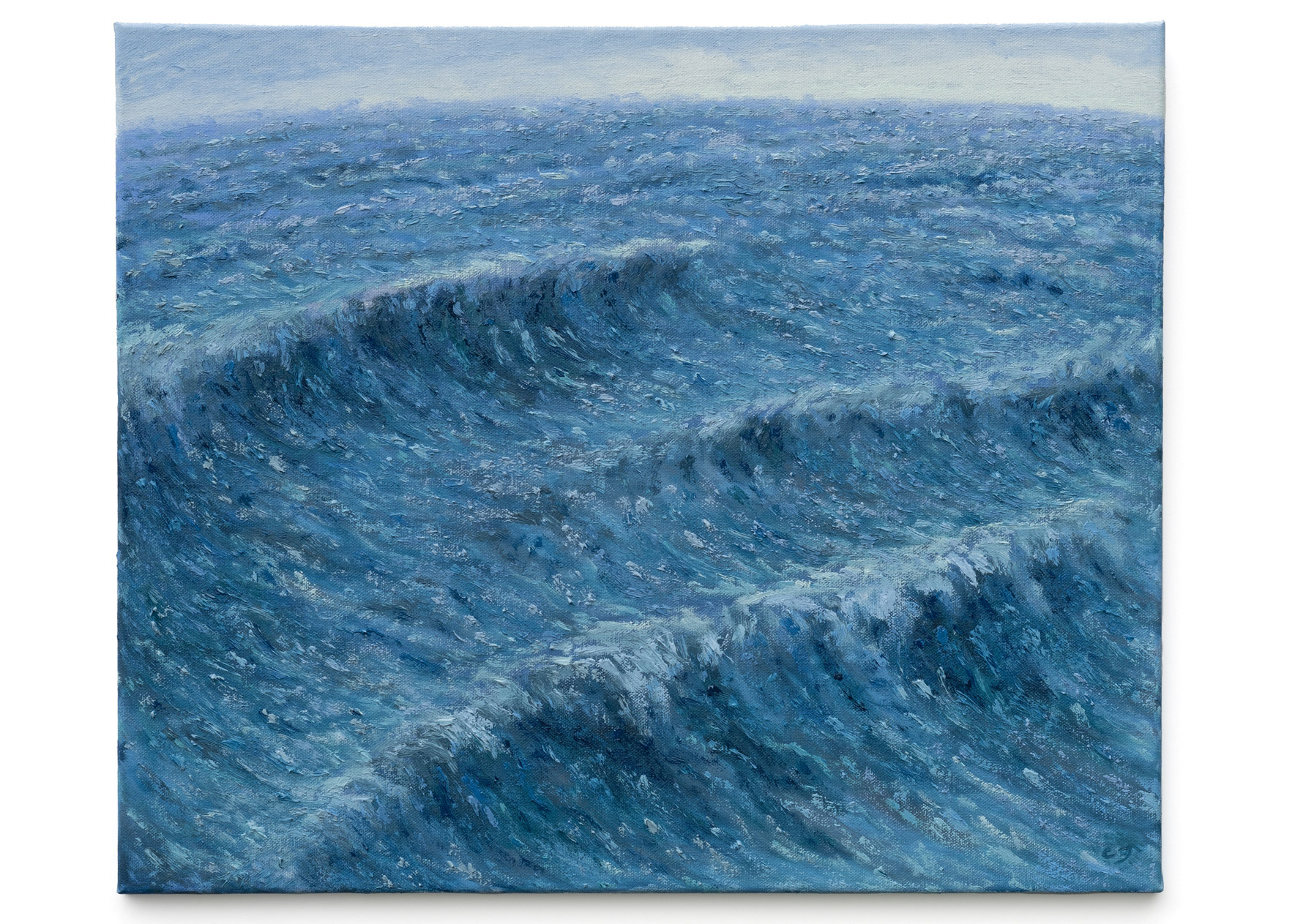 Shallow waves in blue and green (2023), oil on canvas, 60.96x50.8cm (24x20in) (2023), oil on canvas, 60.96x50.8cm (24x20in)