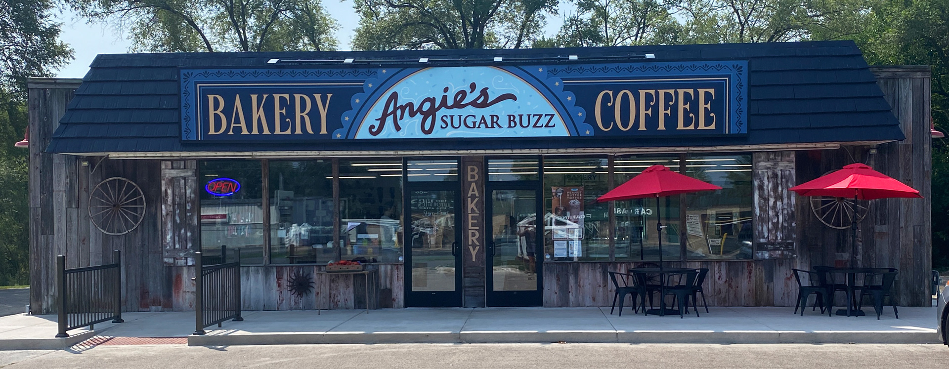 Custom designed and painted sign artwork for bakery coffee shop