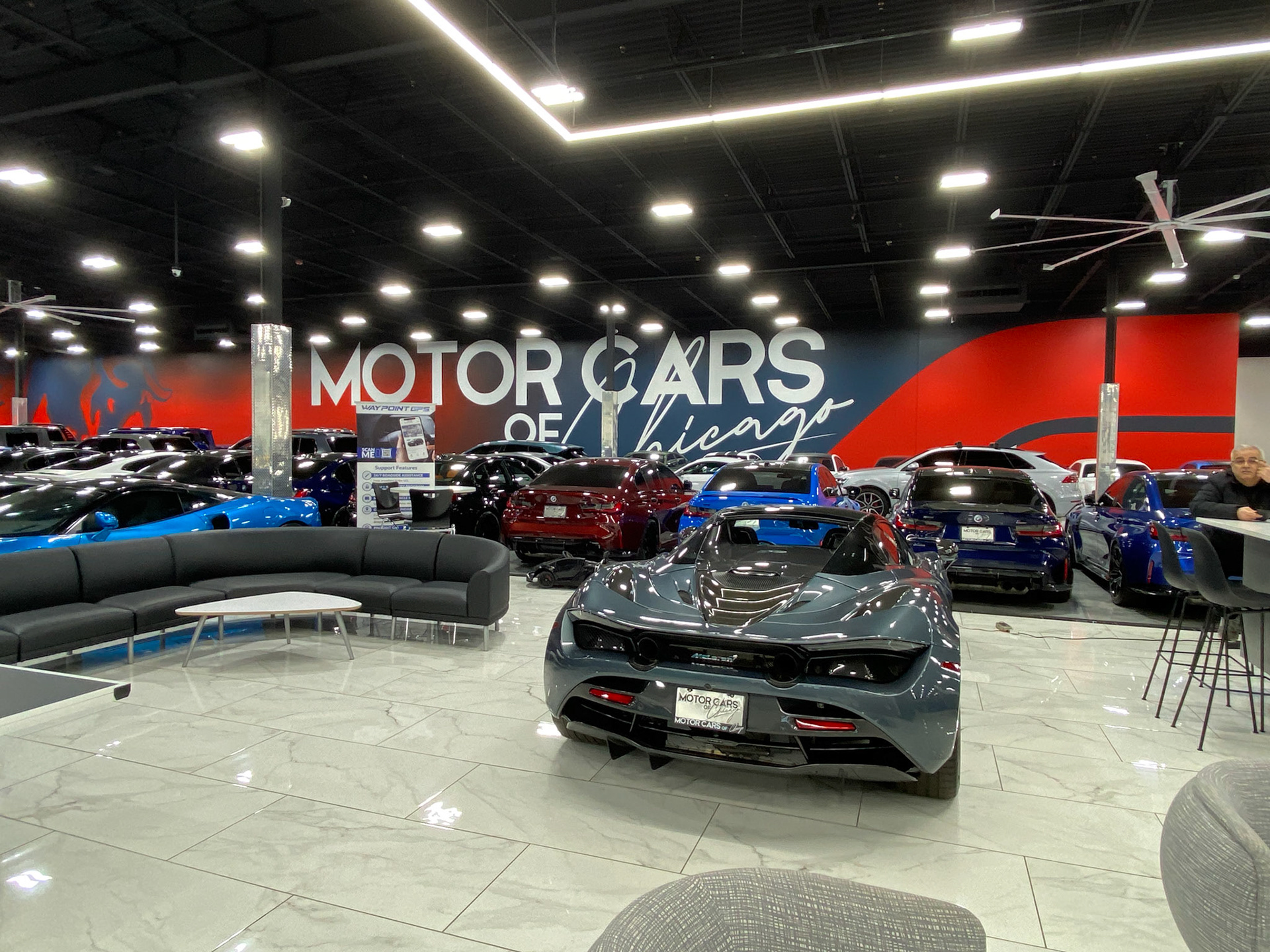 Motor Cars of Chicago hand painted sign and mural