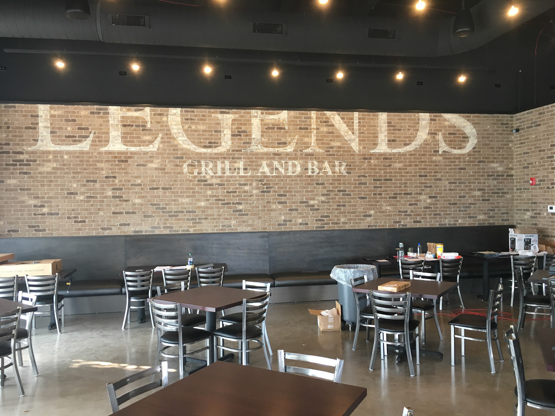 Hand painted logo on brick