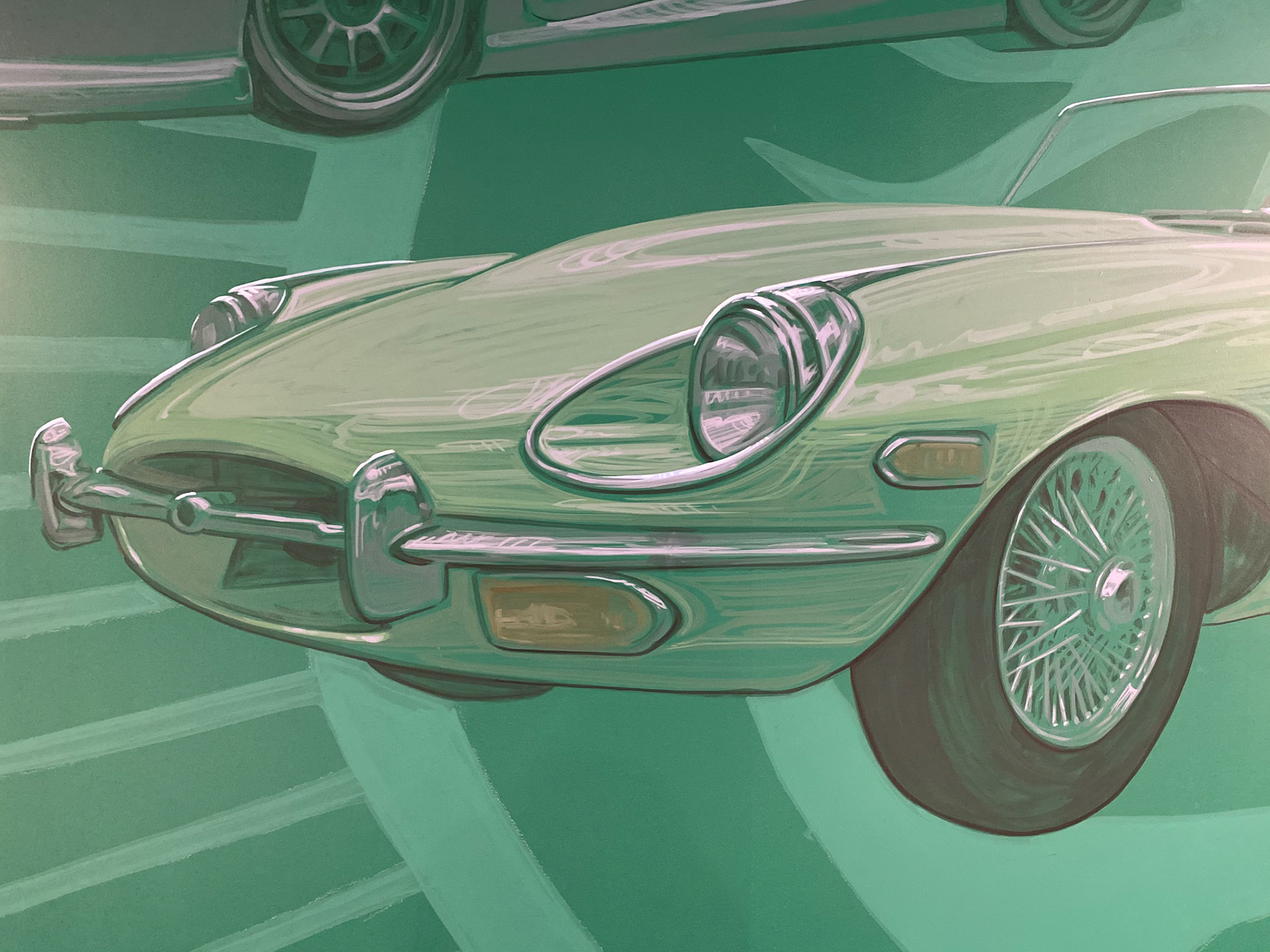 Close up of Hand Painted Jaguar Car