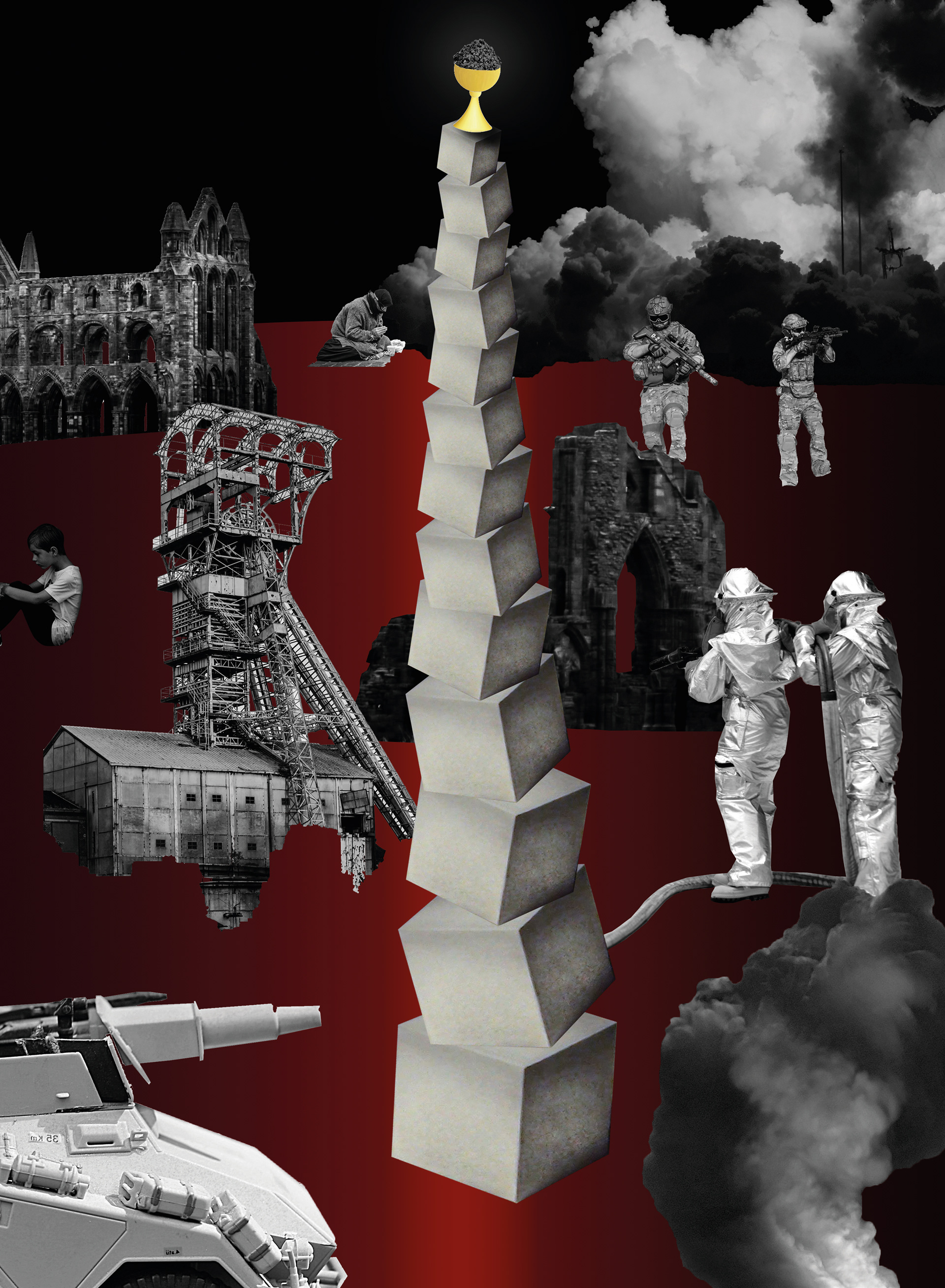 DAS GRANULAT - 2037-2039. FORSCHER ENTWICKELTEN MITTELS UMWANDLUNG VON ERDÖLMOLEKÜLKETTEN EIN PROTEINREICHES GRANULAT, DAS DIE MENSCHHEIT AM LEBEN HALTEN KONNTE UND EINE GRUNDVERSORGUNG BEWIRKTE. DAS MILITÄR VERTEILTE DAS LEBENSWICHTIGE GRANULAT VON NUN AN AN ALLE MENSCHEN – SOWOHL IN DEN ENTVÖLKERTEN STÄDTEN, DIE INZWISCHEN ZU RANDGEBIETEN VERKOMMEN WAREN, ALS AUCH IN DEN NEUEN WOHNBIOSPHÄREN.