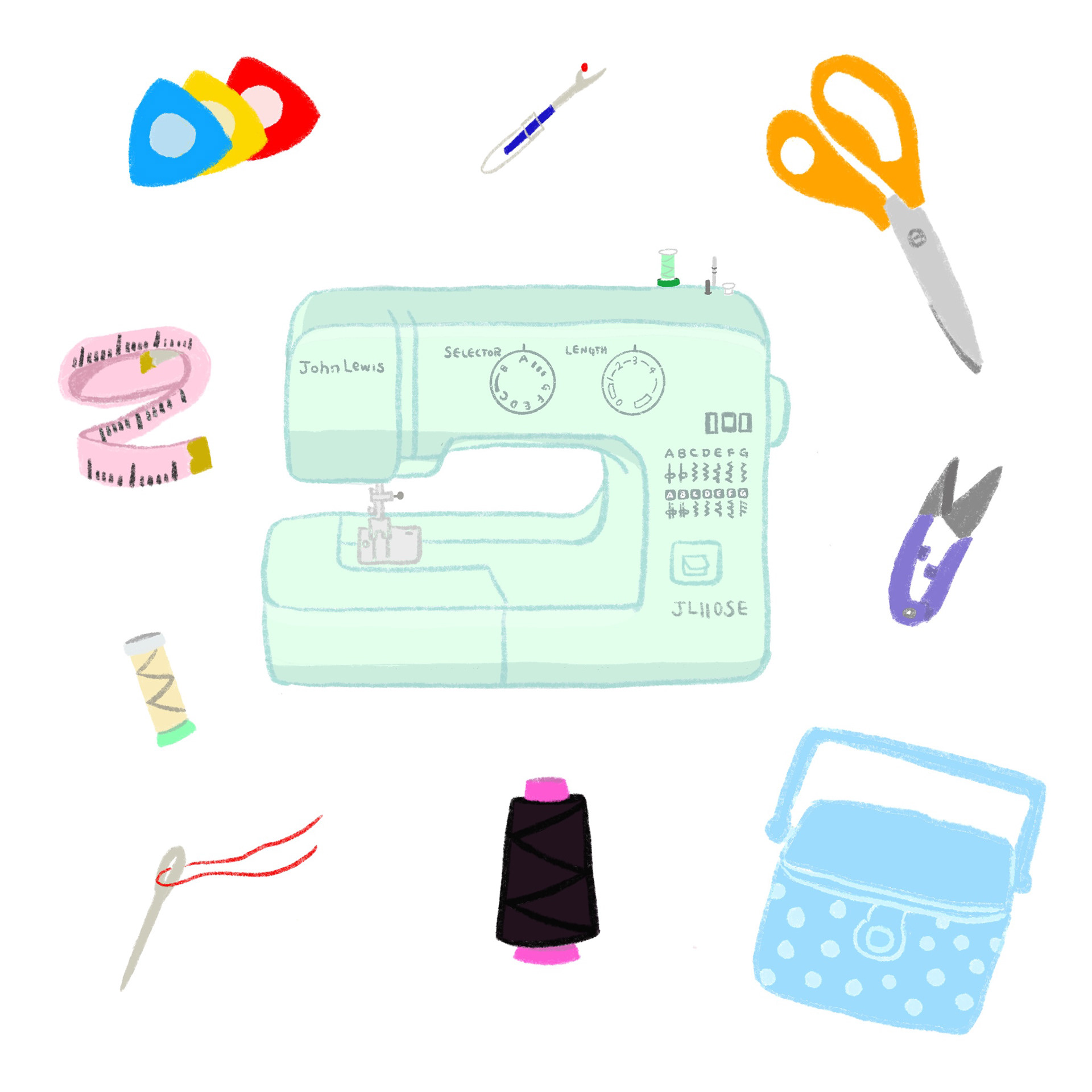 Sewing kits in Procreate