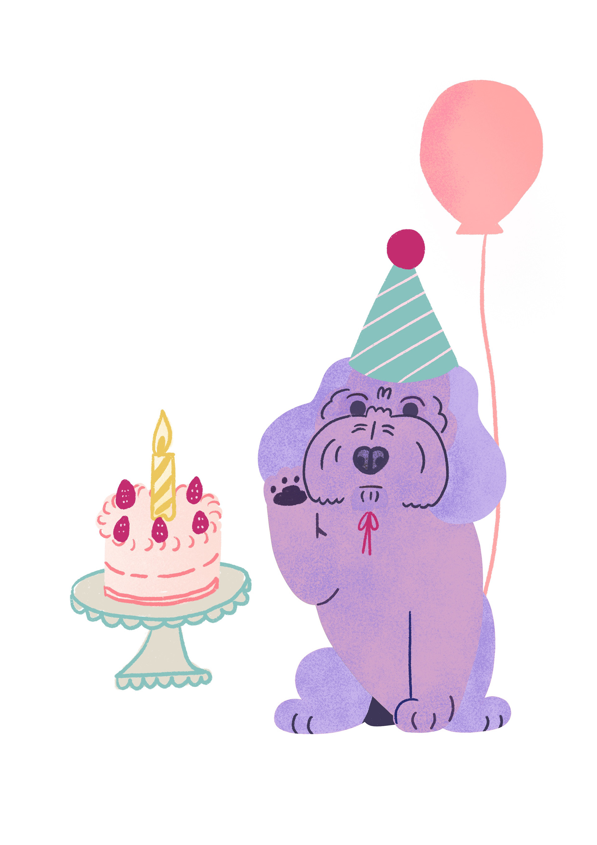 Cockapoo birthday party in Procreate