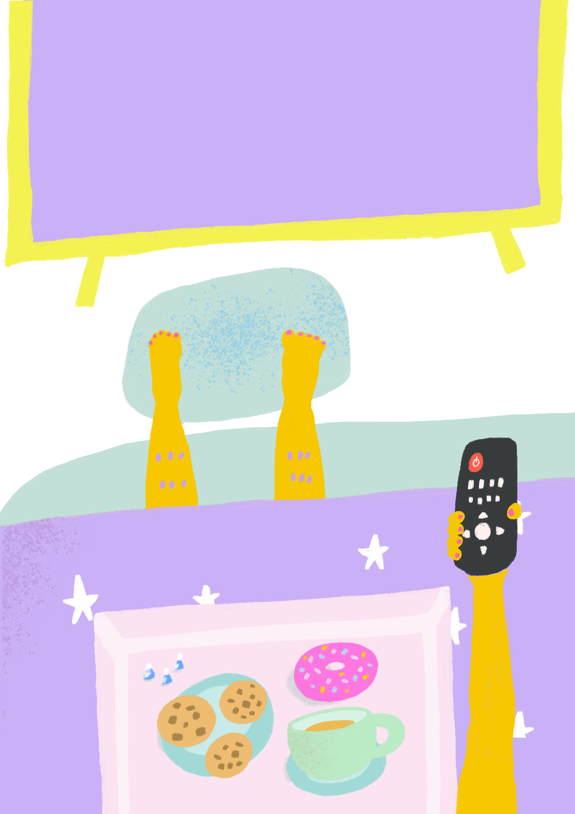 Watch TV on sofa in Procreate