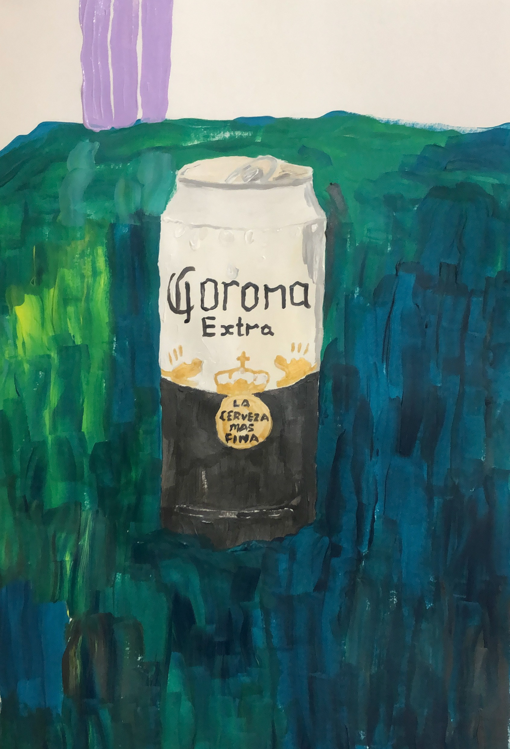 Wild Corona 2023, Acrylic on A3 Paper (Inspired by everyday encounter to litters on the street, it sparks reimagining of man-made objects in a natural environment.)