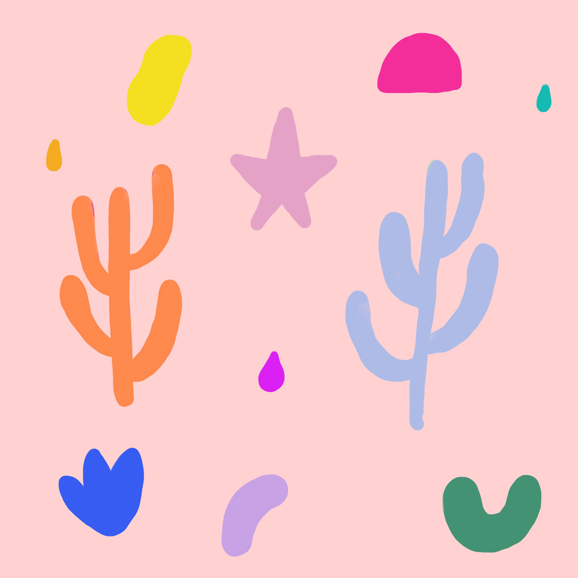 Cactus and shapes in Procreate