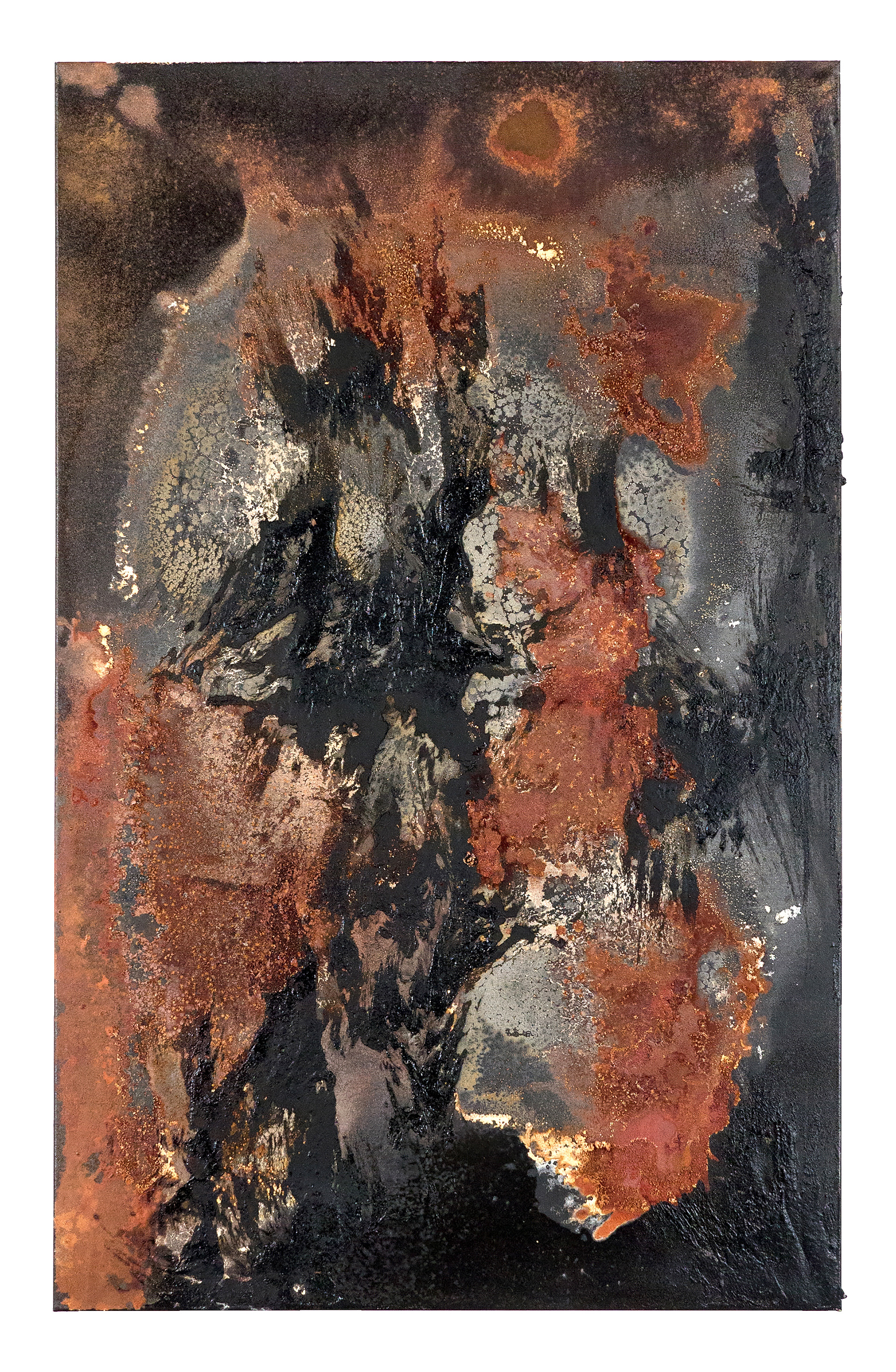 Cold Lake 5 - 135 x 85cm - 2016 - emulsion paint, iron, iron oxide, bitumen, acid and synthetic resin on canvas