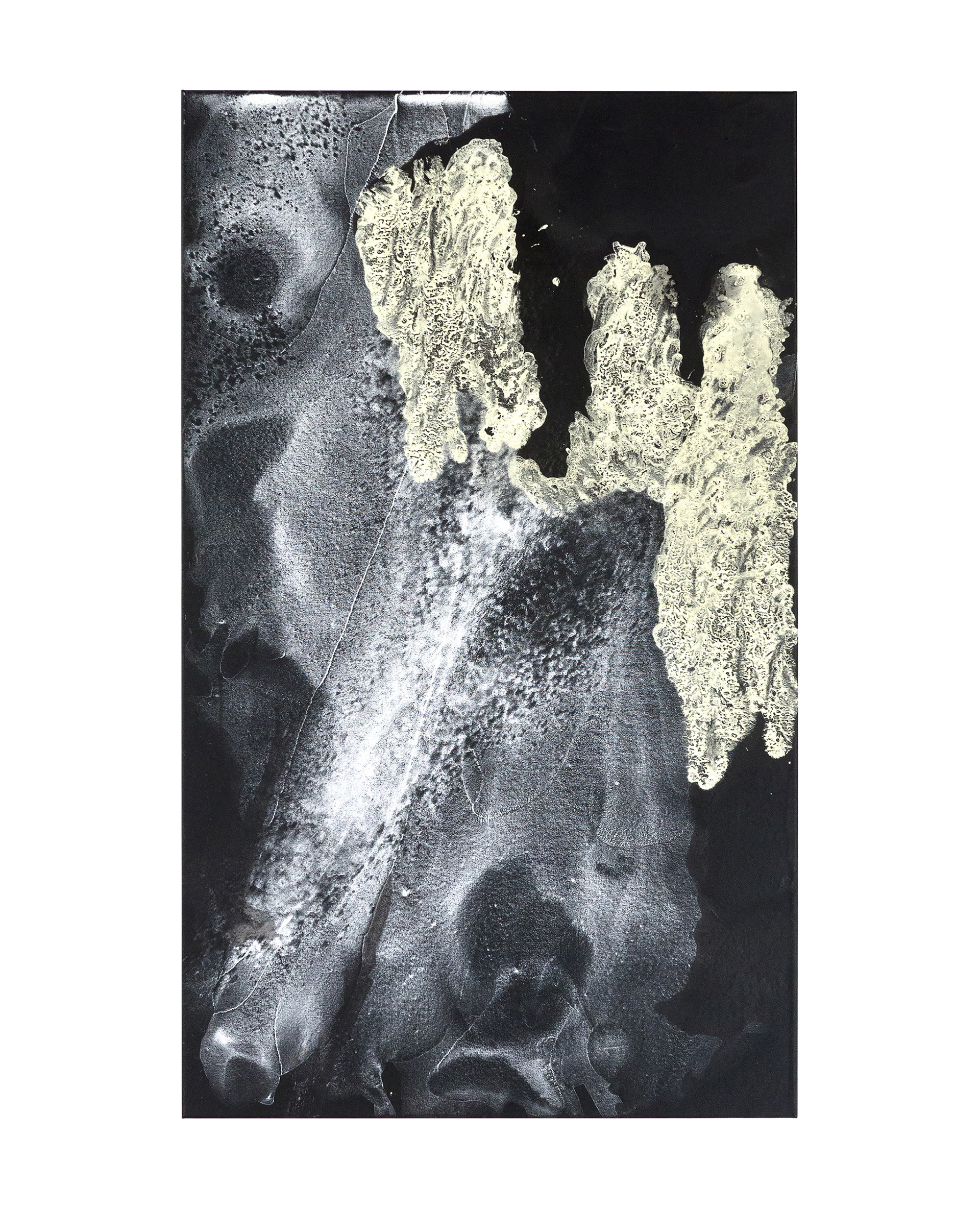 Tailings Pond 11 - 70 x 50cm - 2017 - emulsion paint, sulphur, plaster of Paris and synthetic resin on canvas