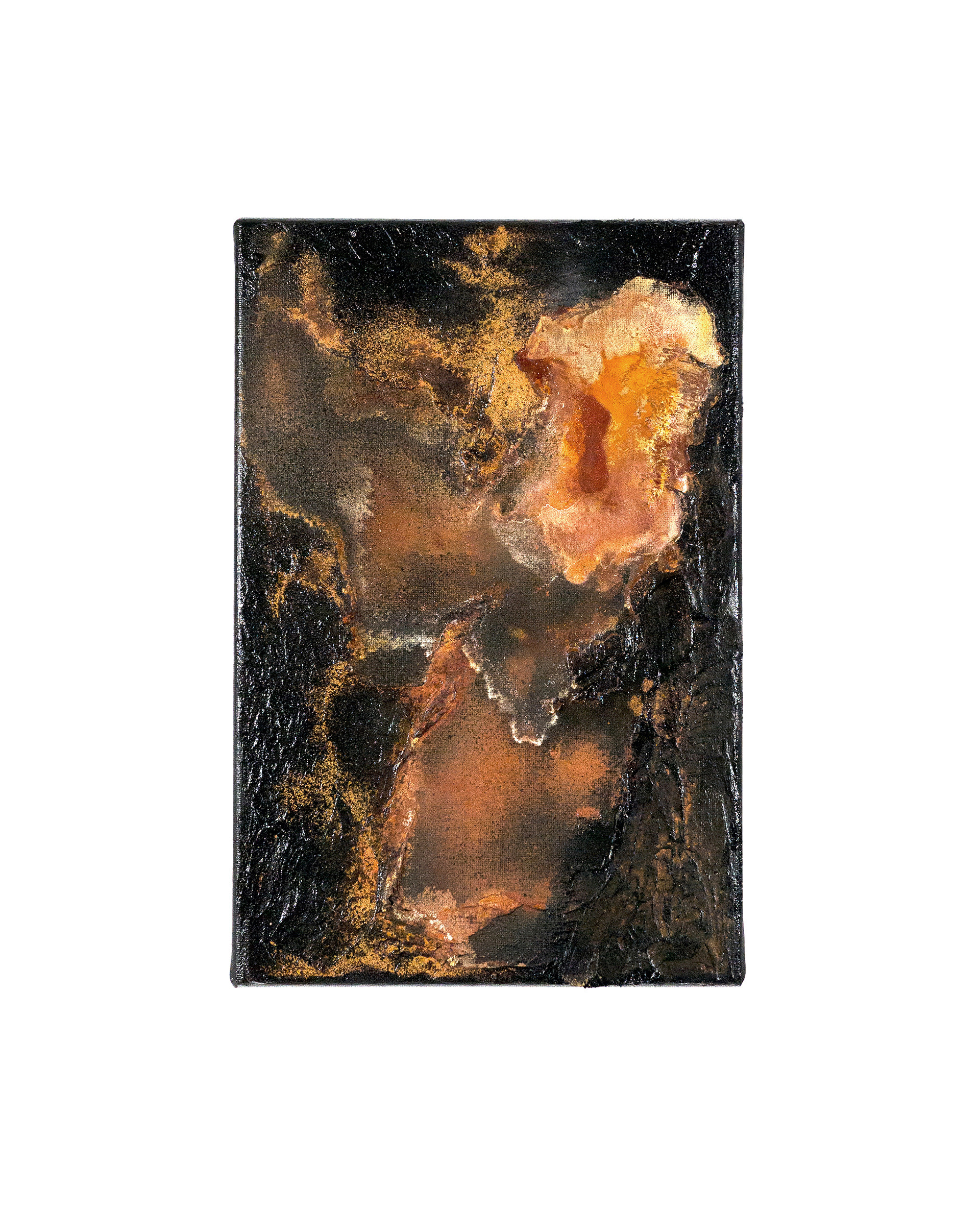 Frontier 7 - 30 x 20cm - 2020 - emulsion paint, bitumen, plaster of Paris, iron, iron oxide, acid and synthetic resin on canvas