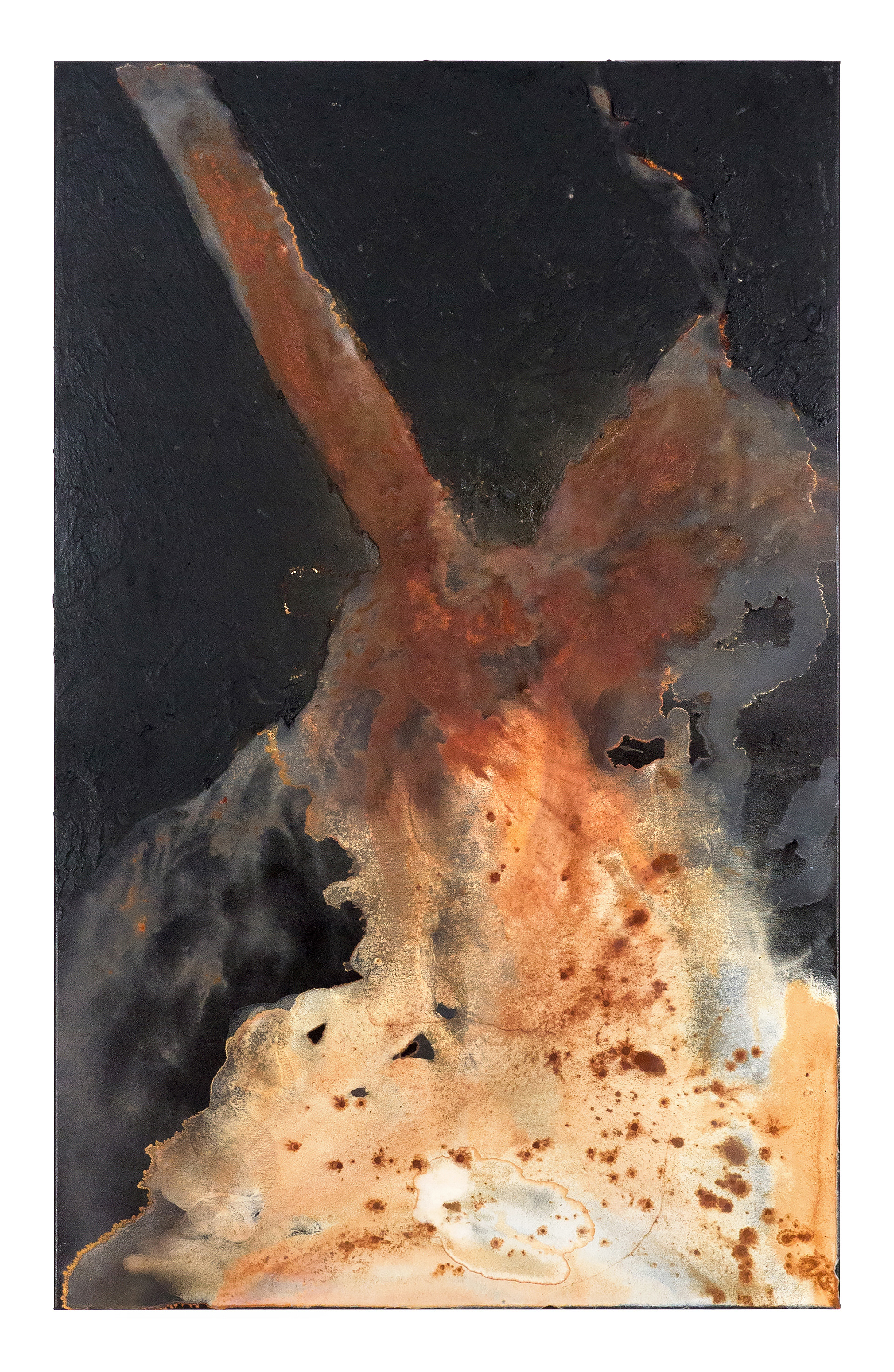 Wabasca 5 - 135 x 85cm - 2017 - emulsion paint, bitumen, plaster of Paris, iron, iron oxide, acid and synthetic resin on canvas