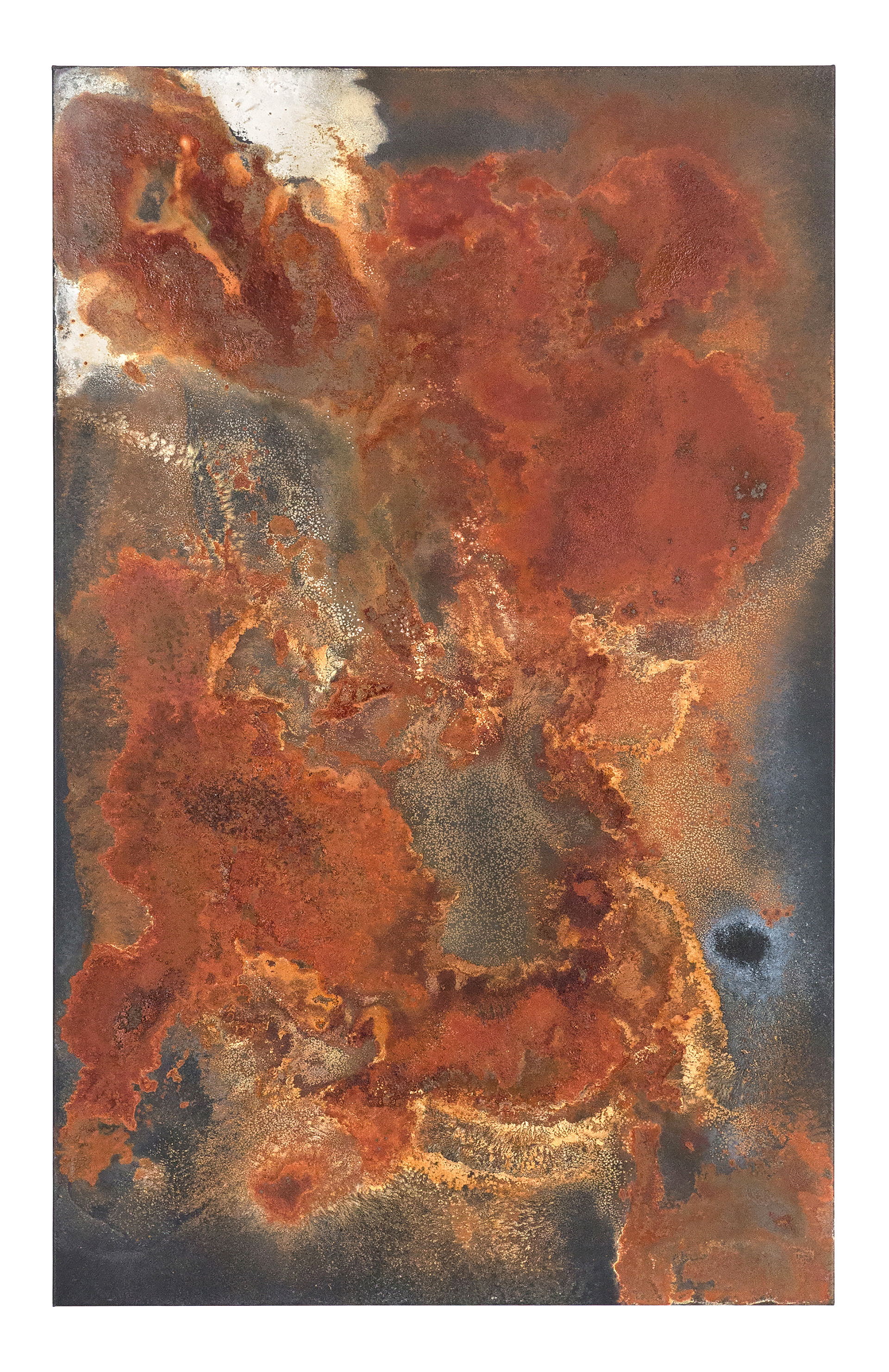 Athabasca 4 - 135 x 85cm - 2016 - emulsion paint, plaster of Paris, iron, iron oxide, acid and synthetic resin on canvas