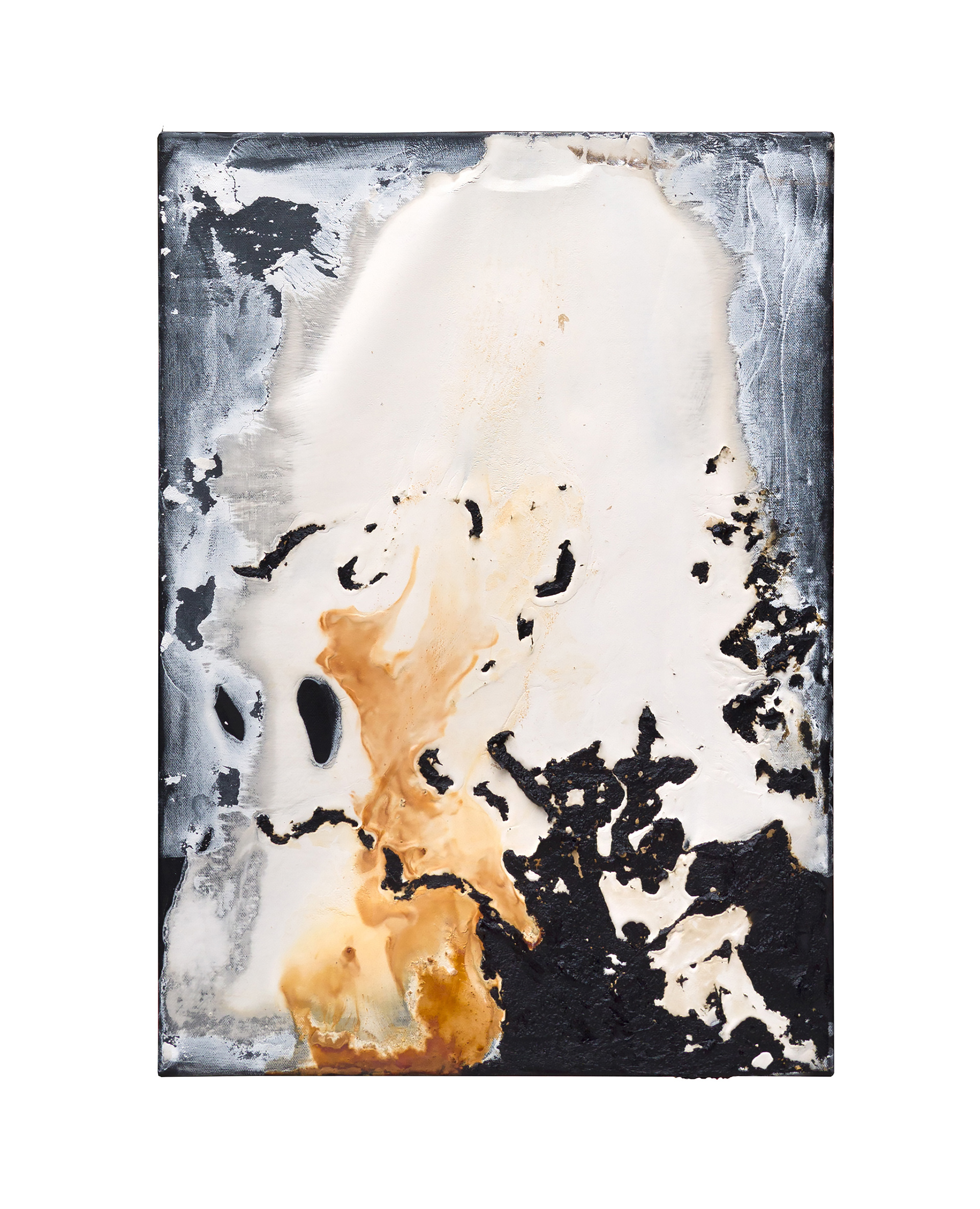 Tailings Ponds 25 - 70 x 50cm - 2018 - emulsion paint, bitumen, iron, iron oxide, plaster of Paris, acid and synthetic resin on canvas