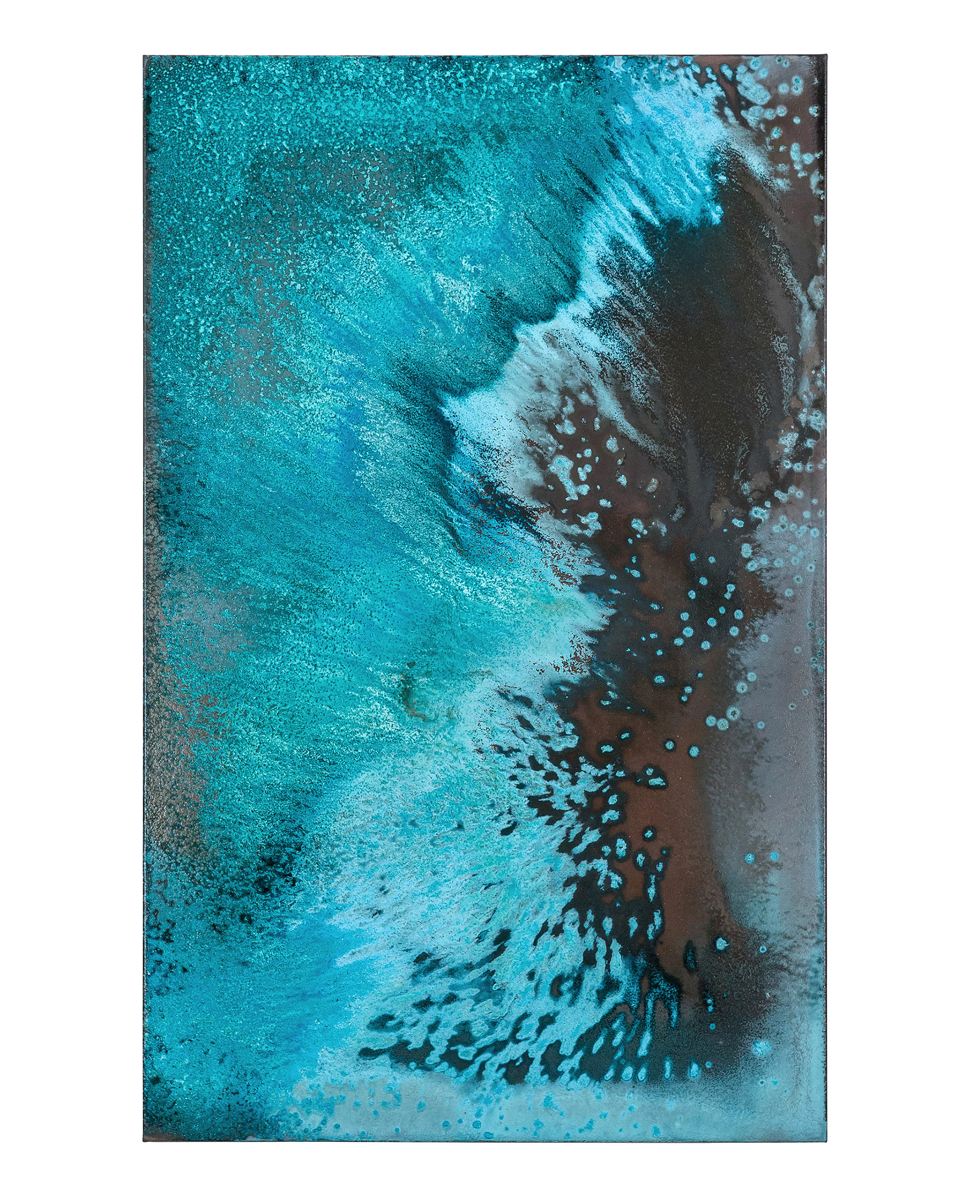 Tailings Pond 4 - 135 x 85cm - 2016 - emulsion paint, copper, ammonia, acid and synthetic resin on canvas