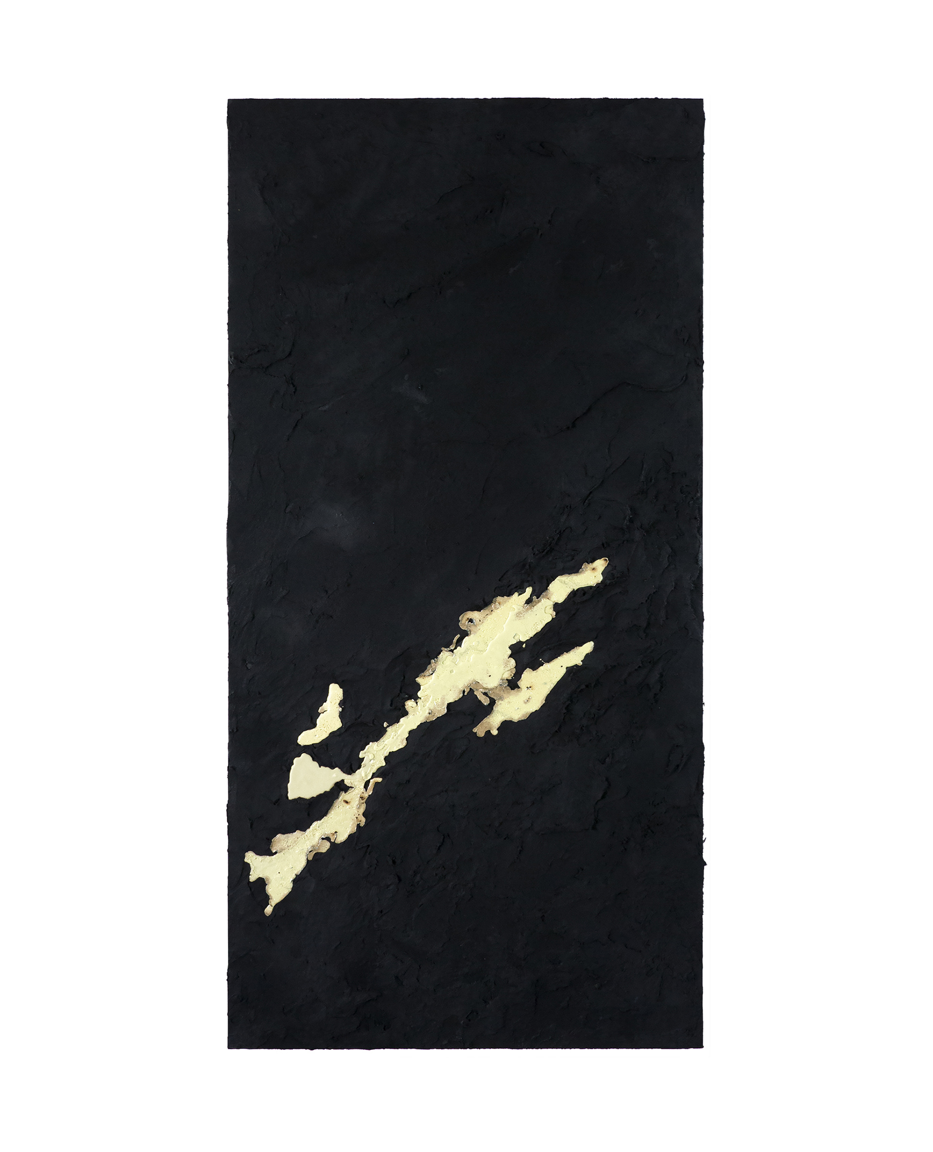Tailings Pond 7 - 2017 - 120 x 60cm - emulsion paint, bitumen, charcoal, sulphur and synthetic resin on canvas mounted on wood
