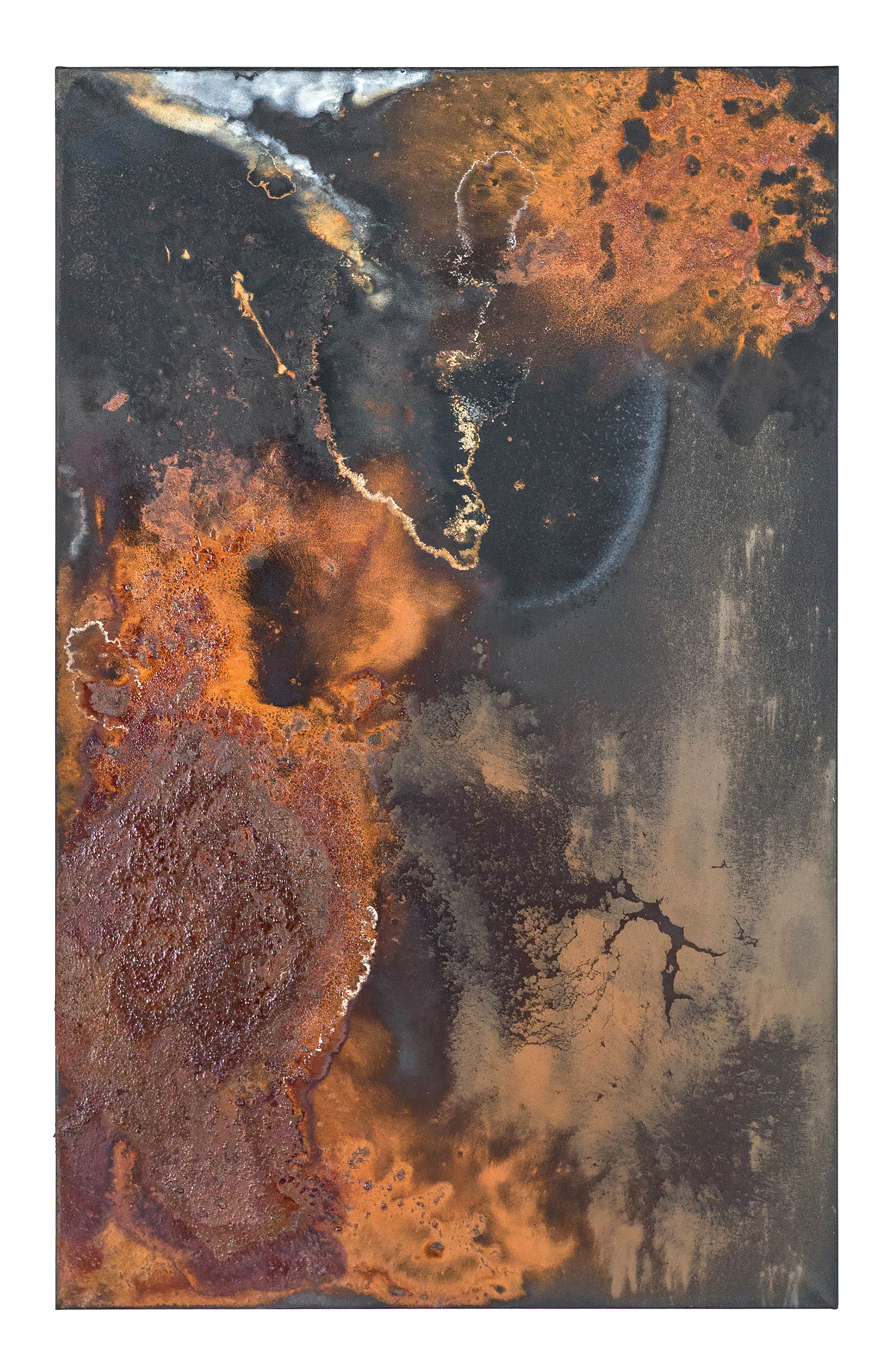 Peace River 2 - 135 x 85cm - 2016 - emulsion paint, plaster of Paris, iron, iron oxide, acid and synthetic resin on canvas