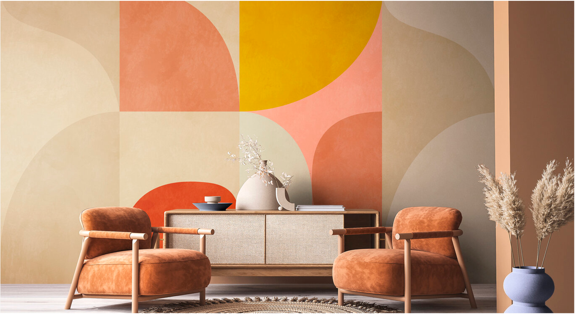 Mid Century, Bauhaus, Geometry soft pastels