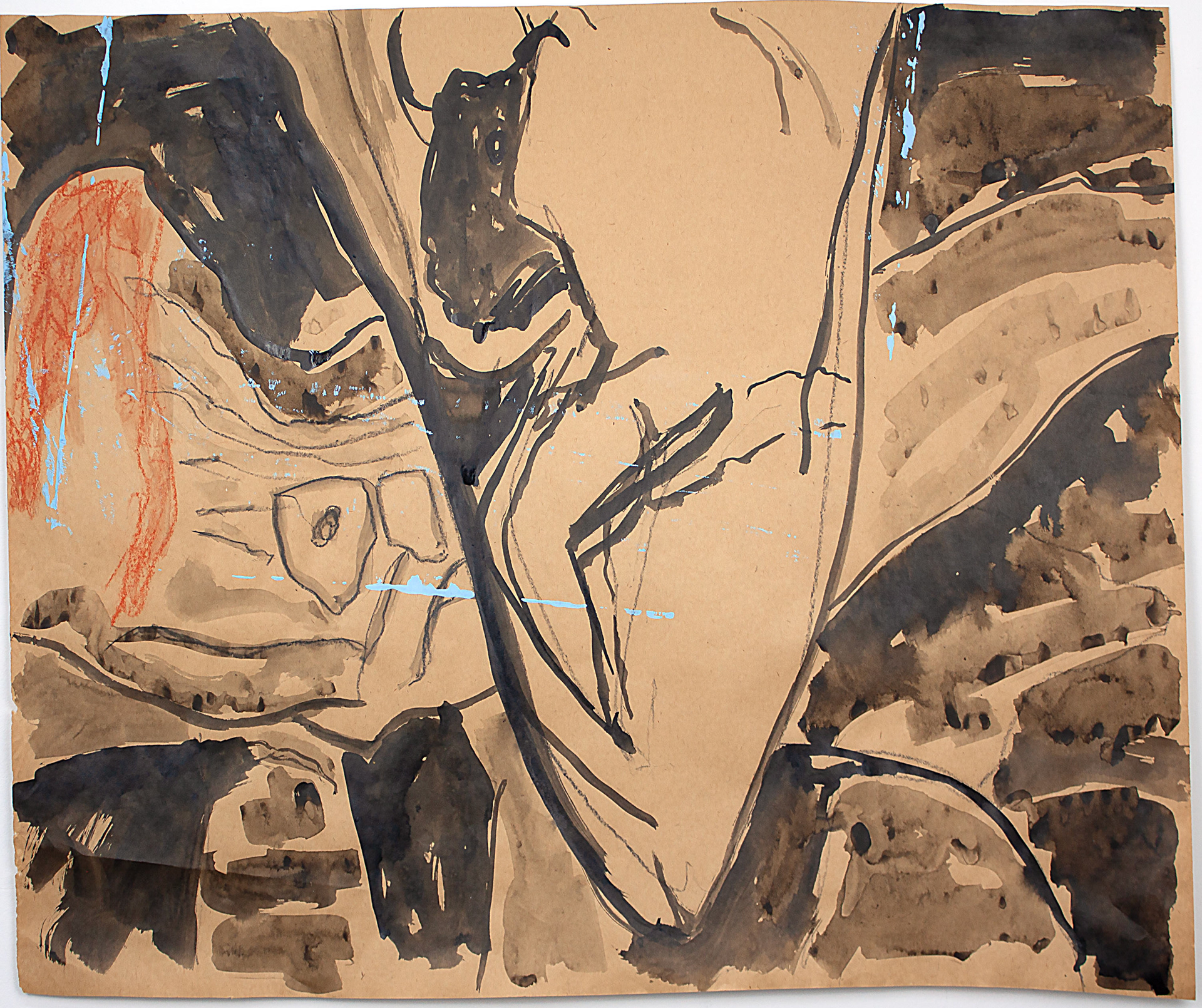 Bison Woman, 24"x20", ink and conté on paper, 2024