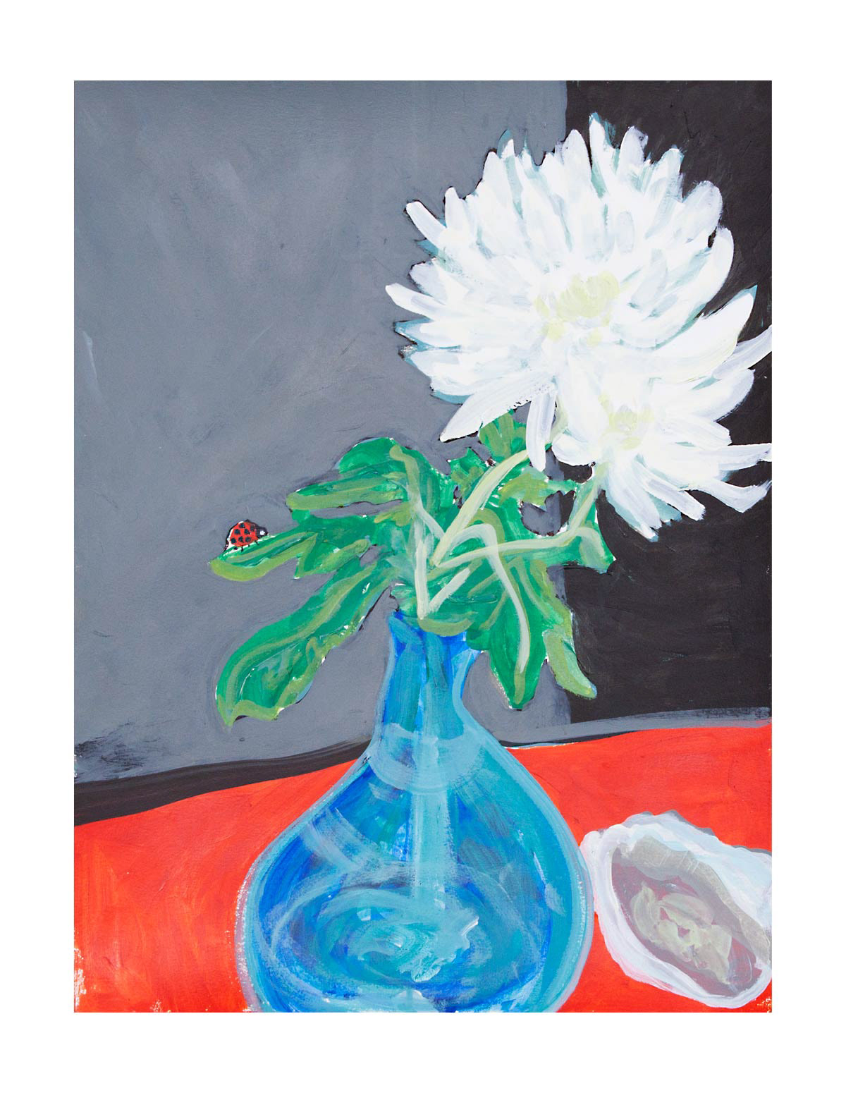 Chrysanthemum, acrylic on paper, 18" x 24", 2020