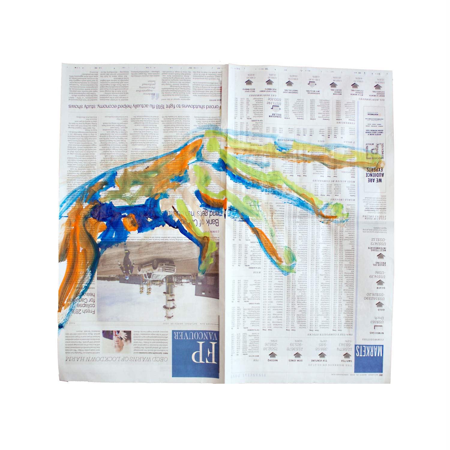 Livestream Life: Spooky Hand I, acrylic on newsprint, 21.5" x 20.5", 2020