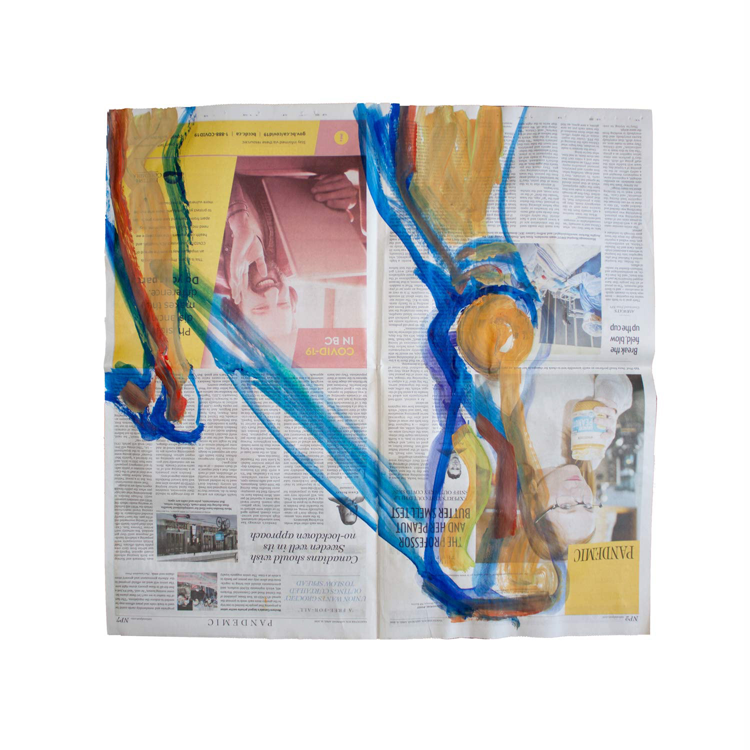 Livestream Life: Pandemic, acrylic on newsprint, 21.5" x 20.5", 2020
