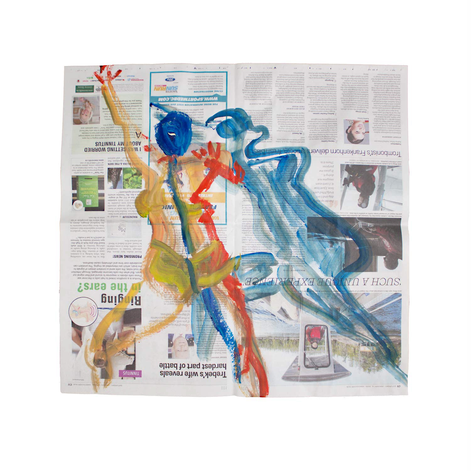 Livestream Life: SUCH A UNIQUE EXPERIENCE, acrylic on newsprint, 21.5" x 20.5", 2020