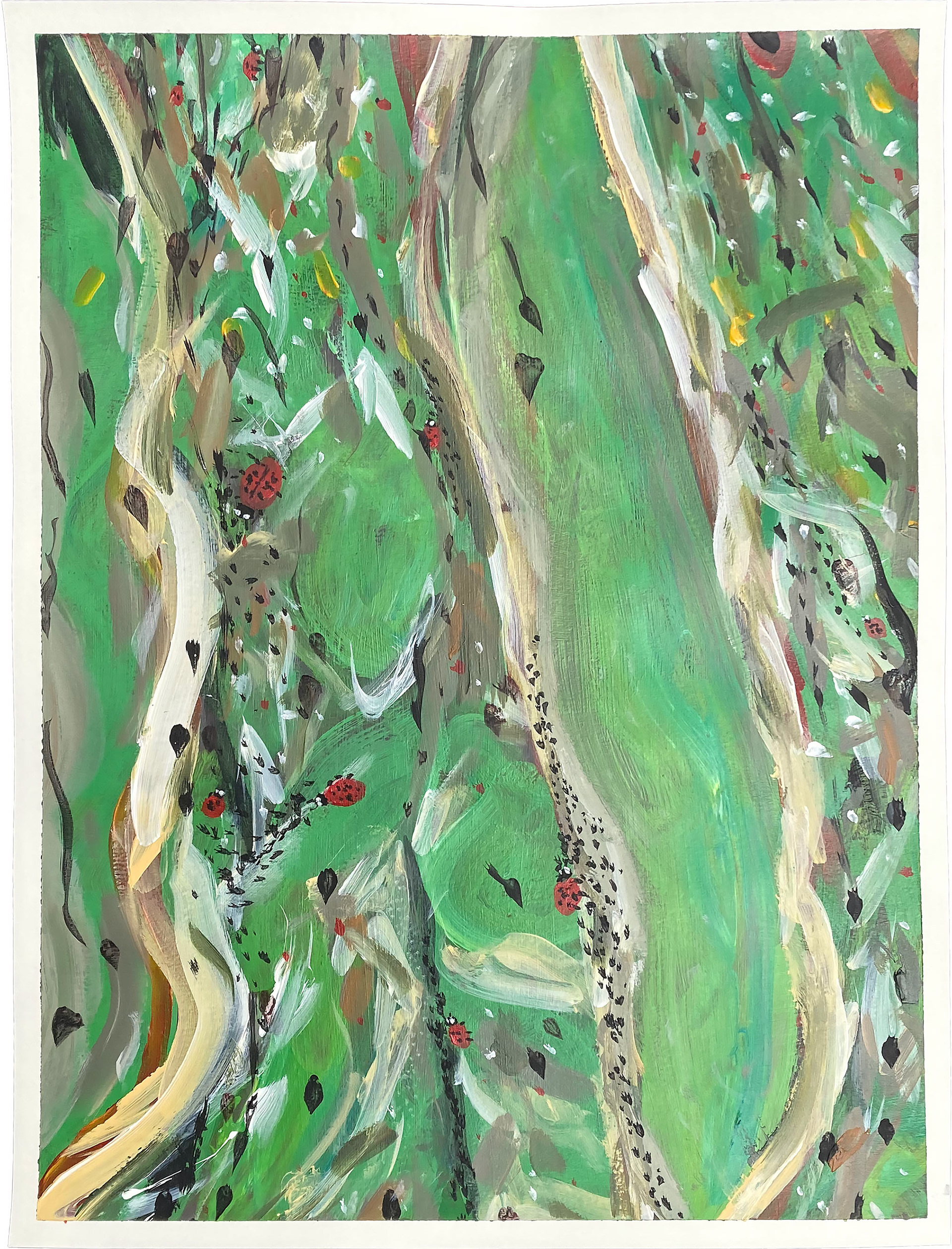 Sì, sì! (Fava Joy), 18"x24", acrylic on paper, 2024