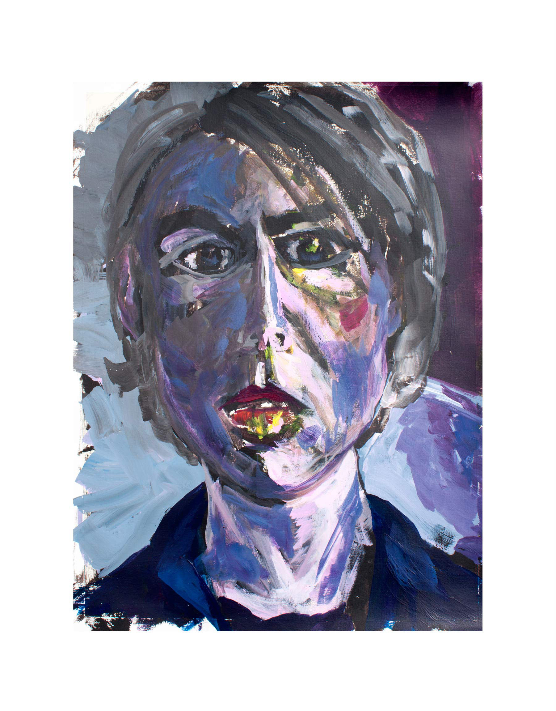 Dark Reflection in my iMac Screen, acrylic on paper, 18" x 24"​​​​​​​, 2019