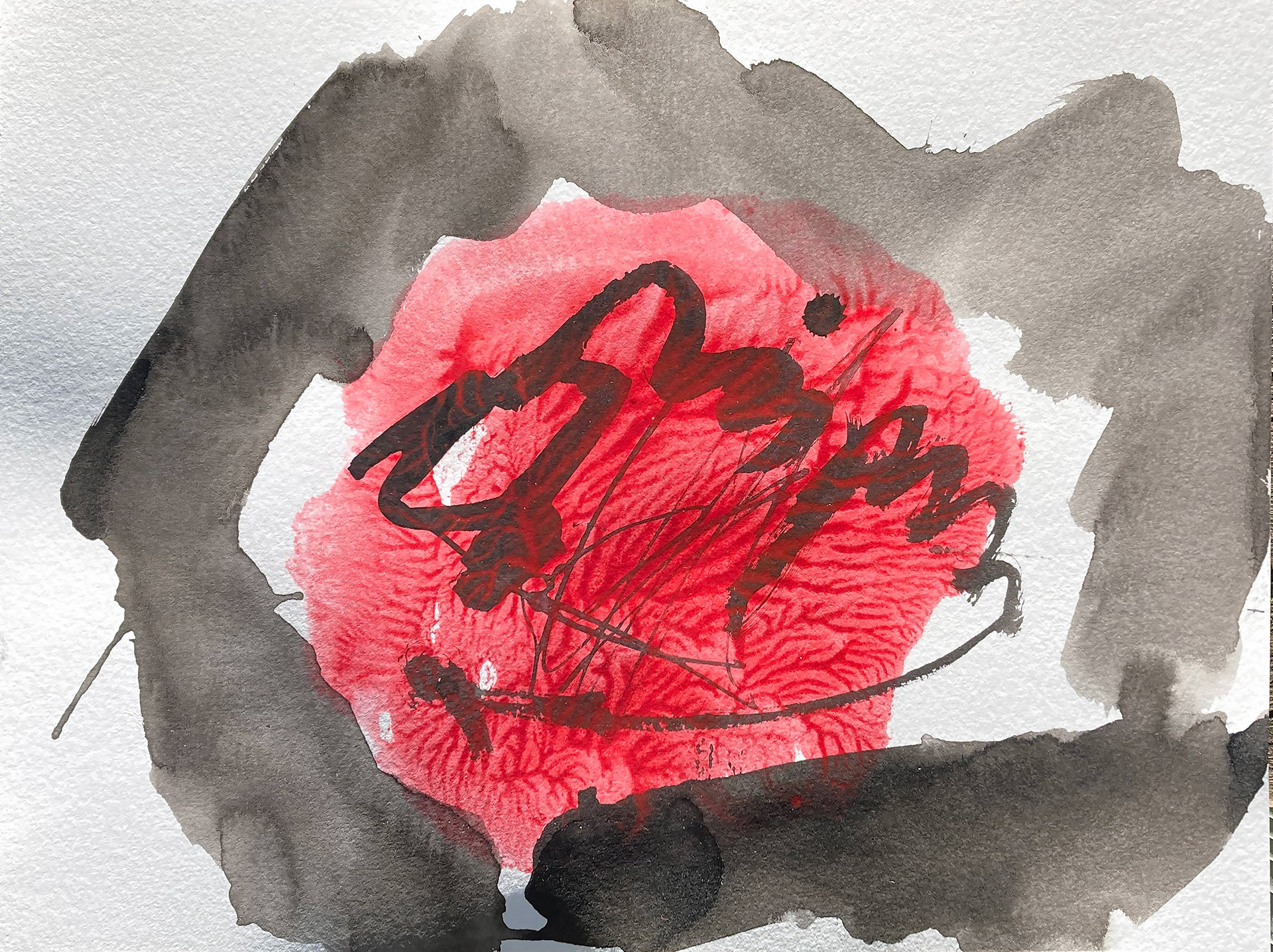 Mythical Bestie, 12"x9", acrylic and ink on paper, 2024