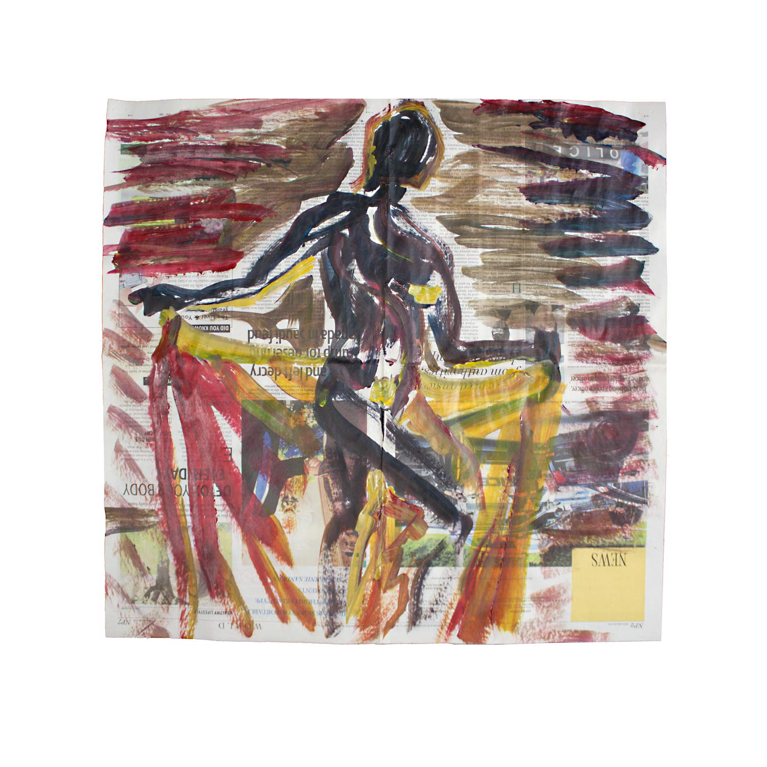 Livestream Life: and left decry, acrylic on newsprint, 21.5" x 20.5", 2020