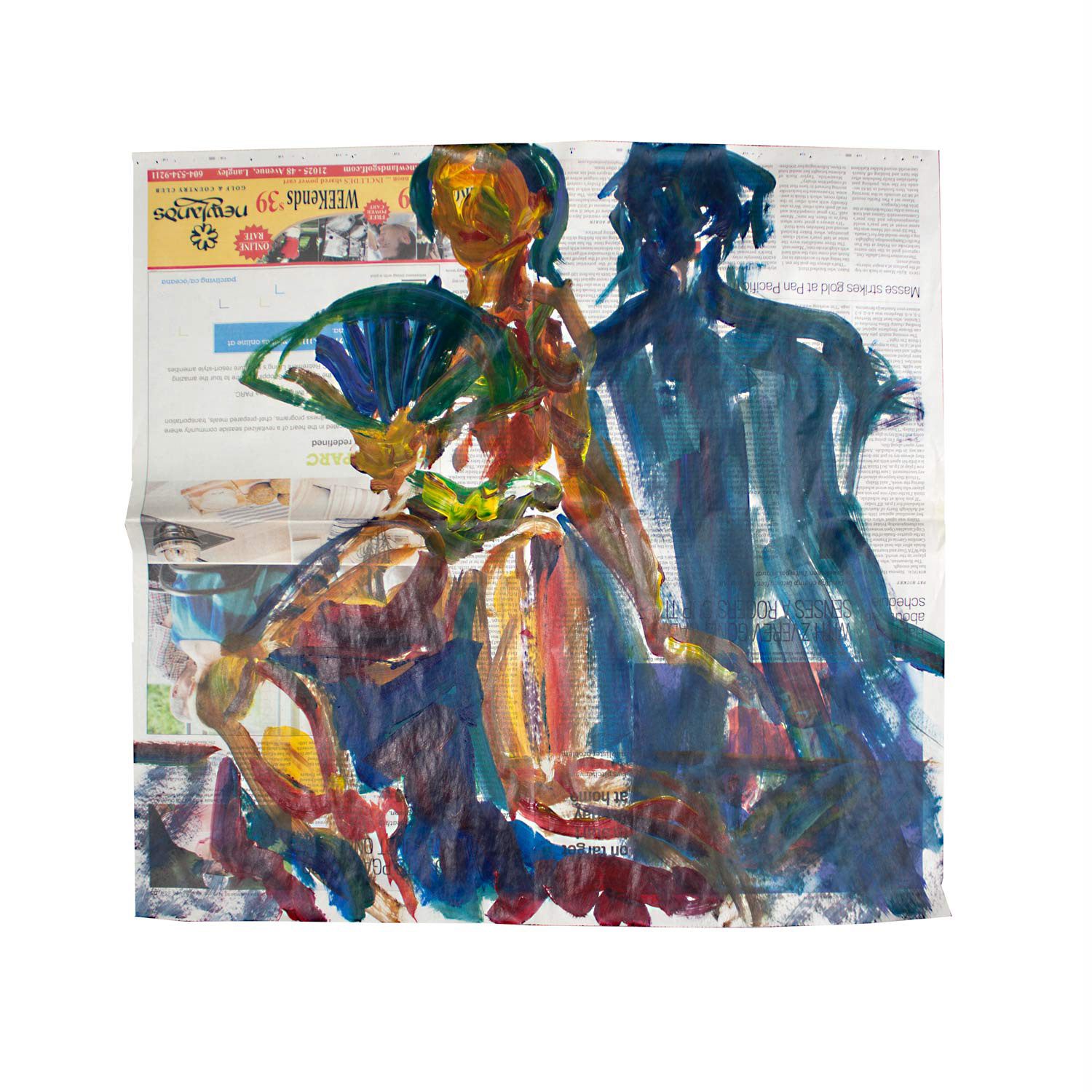 Livestream Life: Masse strikes gold at Pan Pacific, acrylic on newsprint, 21.5" x 20.5", 2020