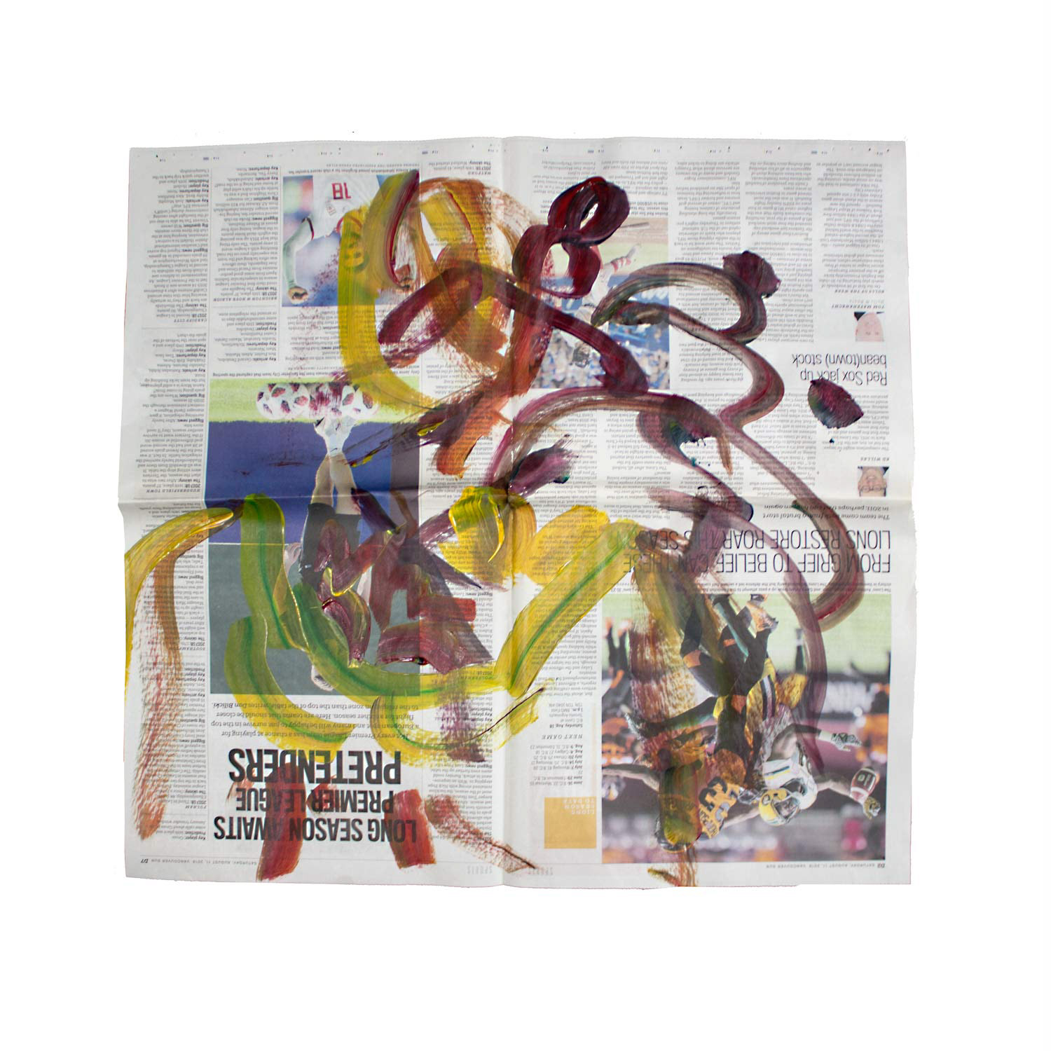 Livestream Life: PRETENDERS, acrylic on newsprint, 21.5" x 20.5", 2020