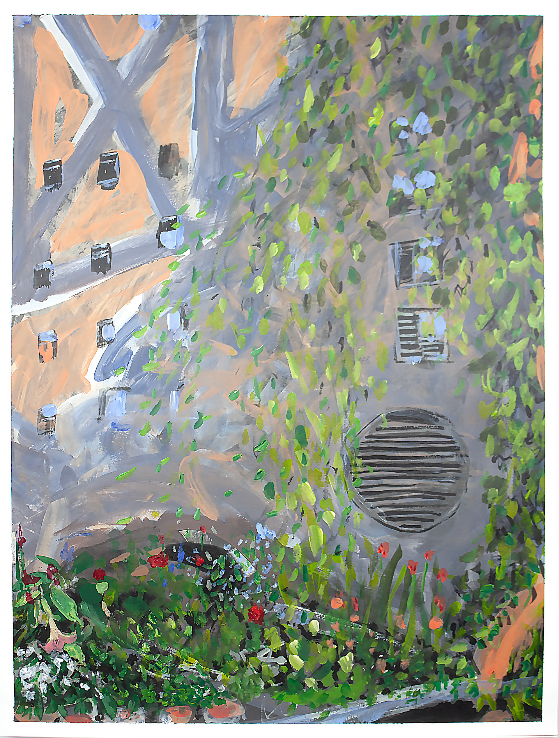 Community Garden, 18"x24", acrylic on paper, 2024