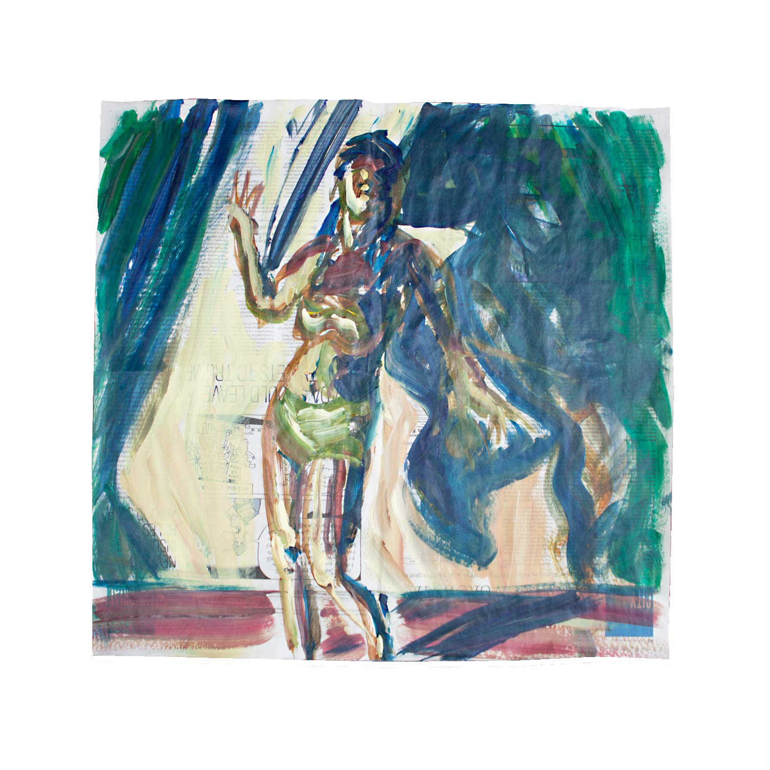 Livestream Life: Old Leaves, acrylic on newsprint, 21.5" x 20.5", 2020