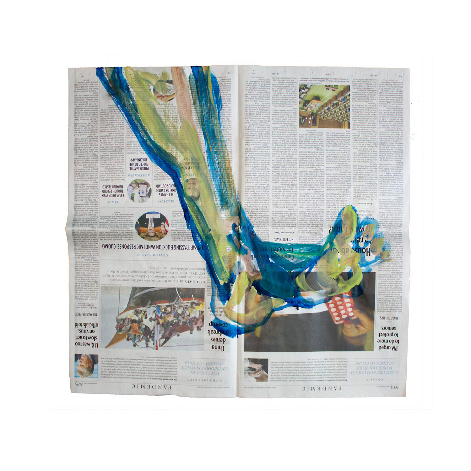 Livestream Life: Spooky Foot (Pandemic, Pandemic), acrylic on newsprint, 21.5" x 20.5", 2020