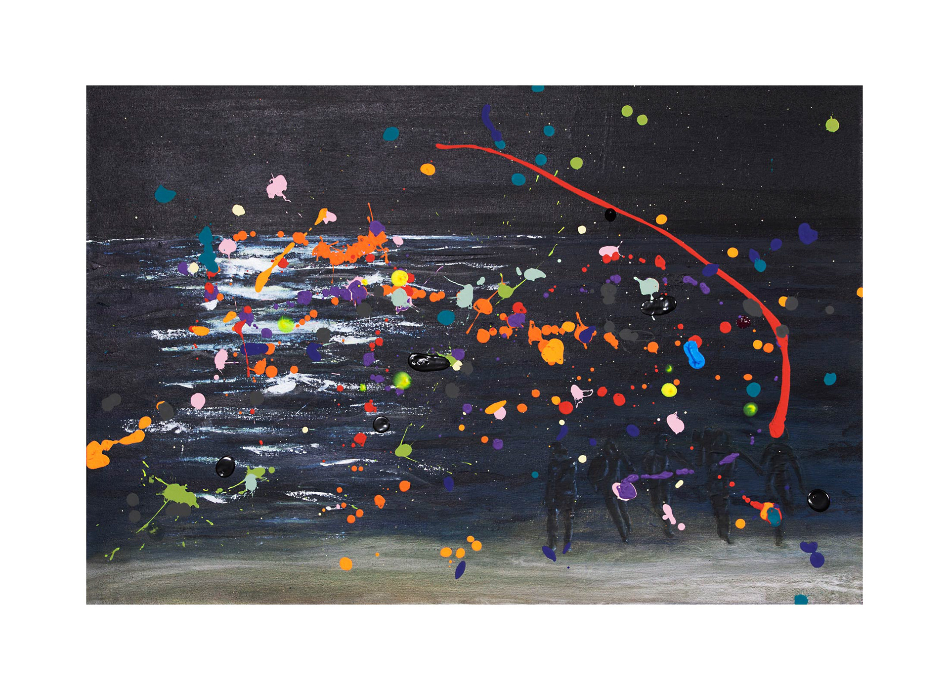 AHA; From Balibo to Bilbao, paper, toner, and acrylic on canvas, 36" x 24", c. 2010–2020