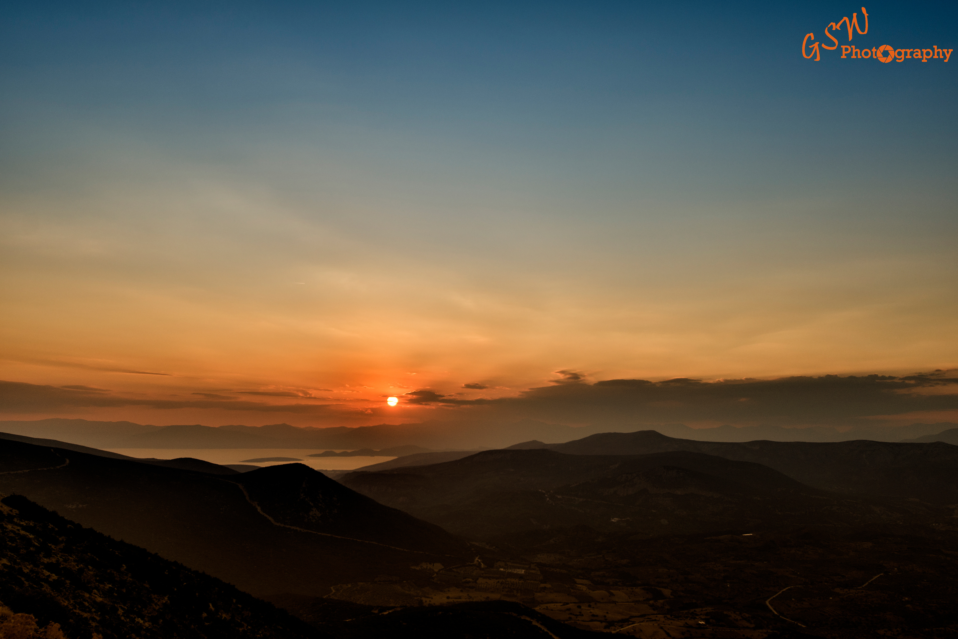 Sunset over the Peloponnese, Greece