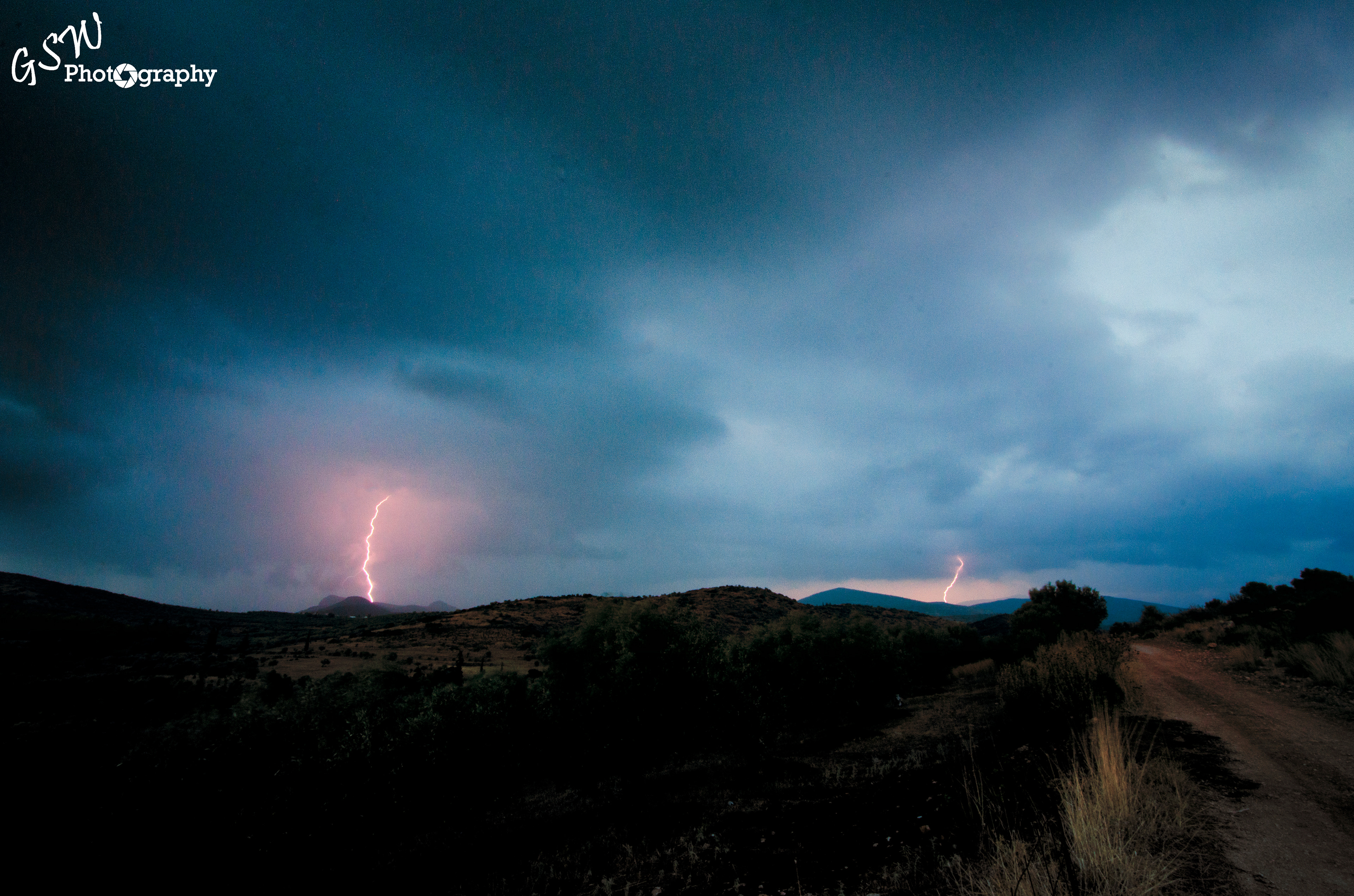 Lightning over the Peloponnese, Greece