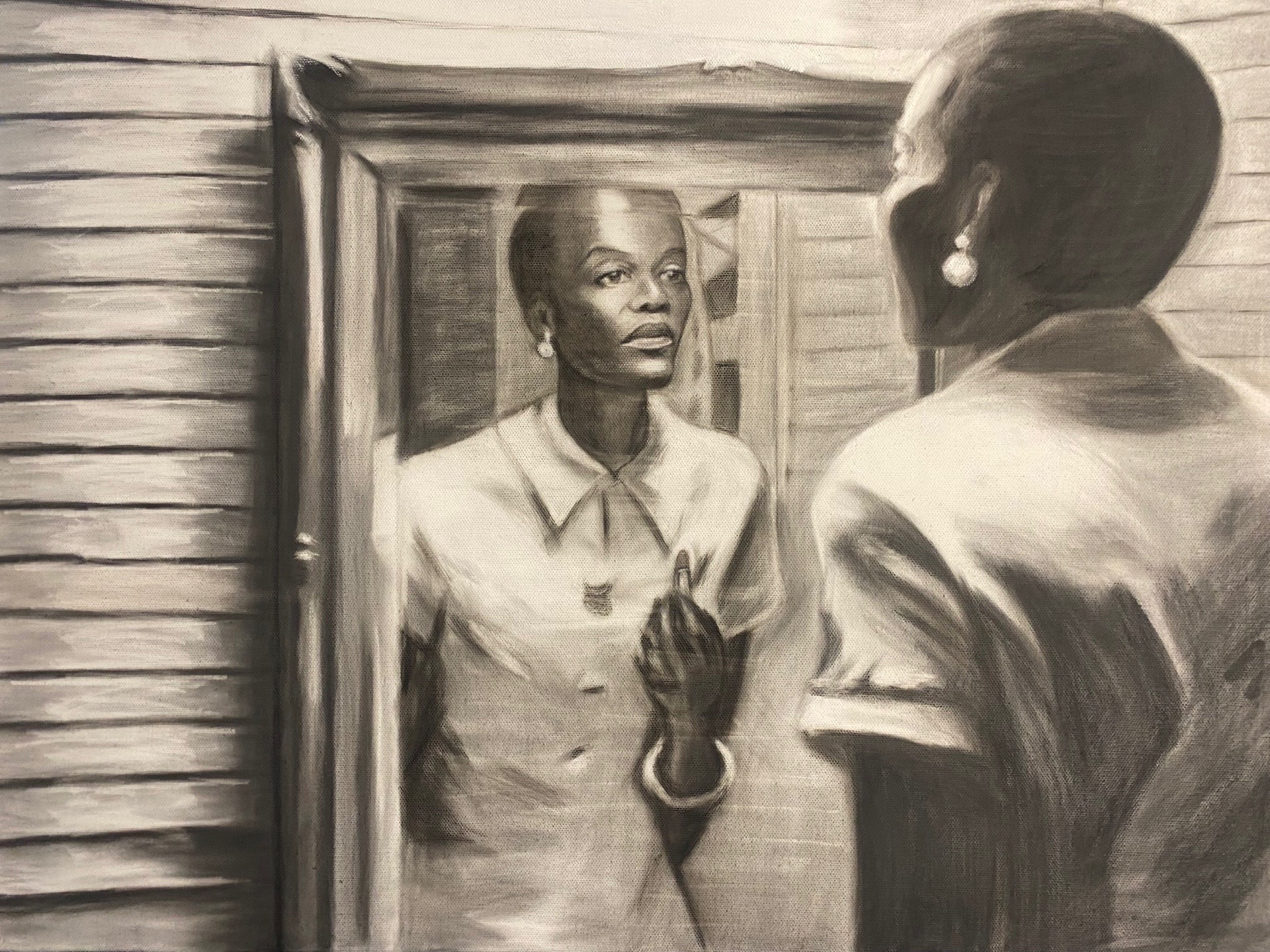 All Thing Hold Together - 24" x 36 " - 2025 - charcoal and oil on canva