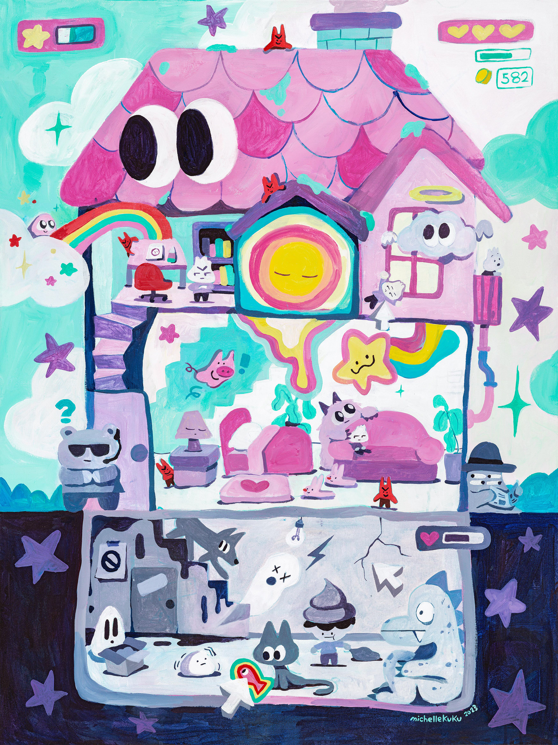 Roommates, 30" x 40" Acrylic on Canvas, 2023