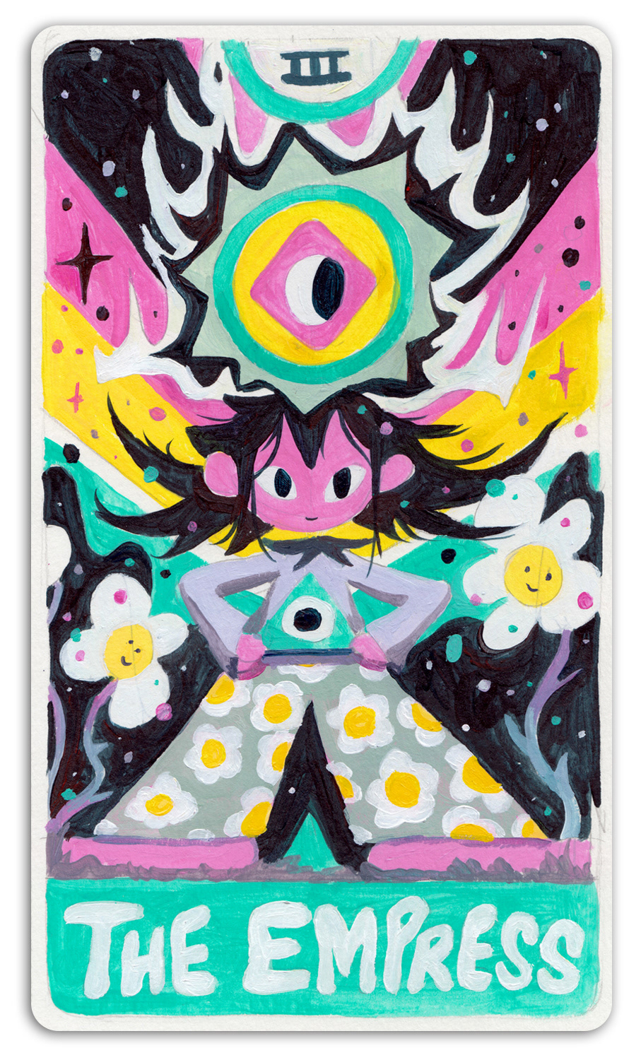 The Empress Tarot Card, 5.5" x 9.5", Acrylic on Paper, 2024