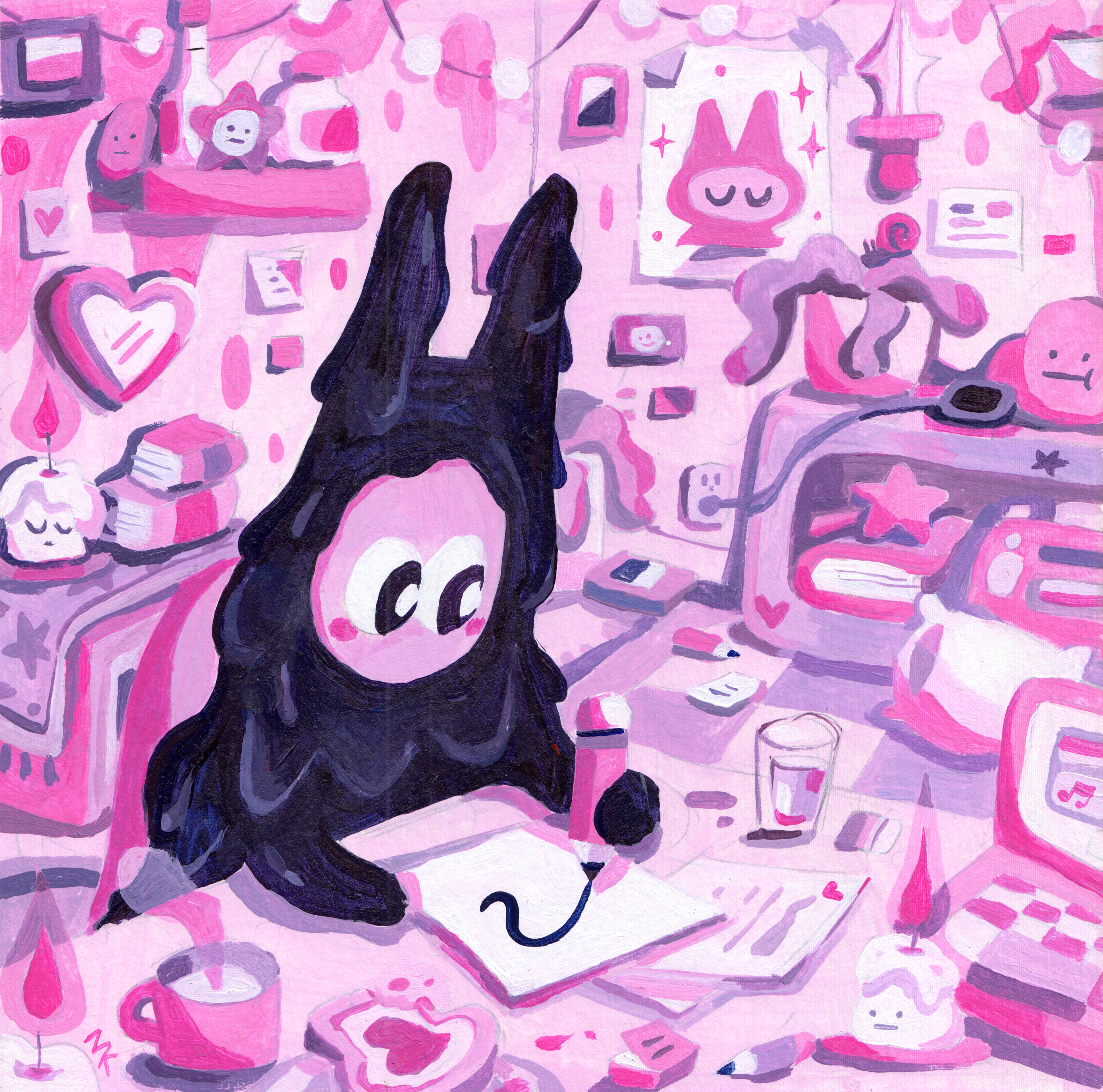 Room for Both, Acrylic on Paper 8" x 8", 2023